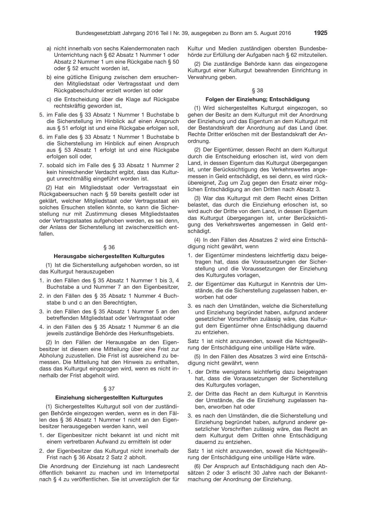 BGBl. 2016, Seite 1925 — Originalseite als Abbildung