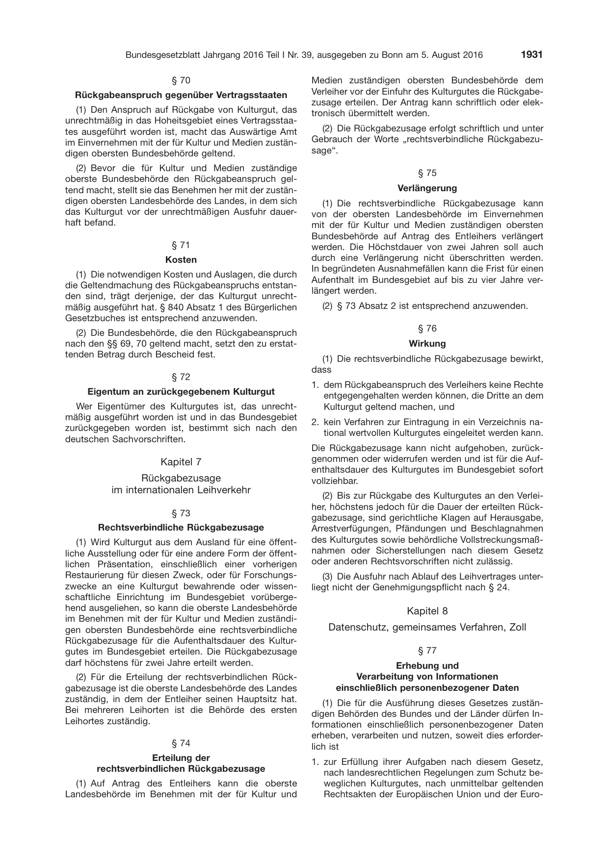BGBl. 2016, Seite 1931 — Originalseite als Abbildung