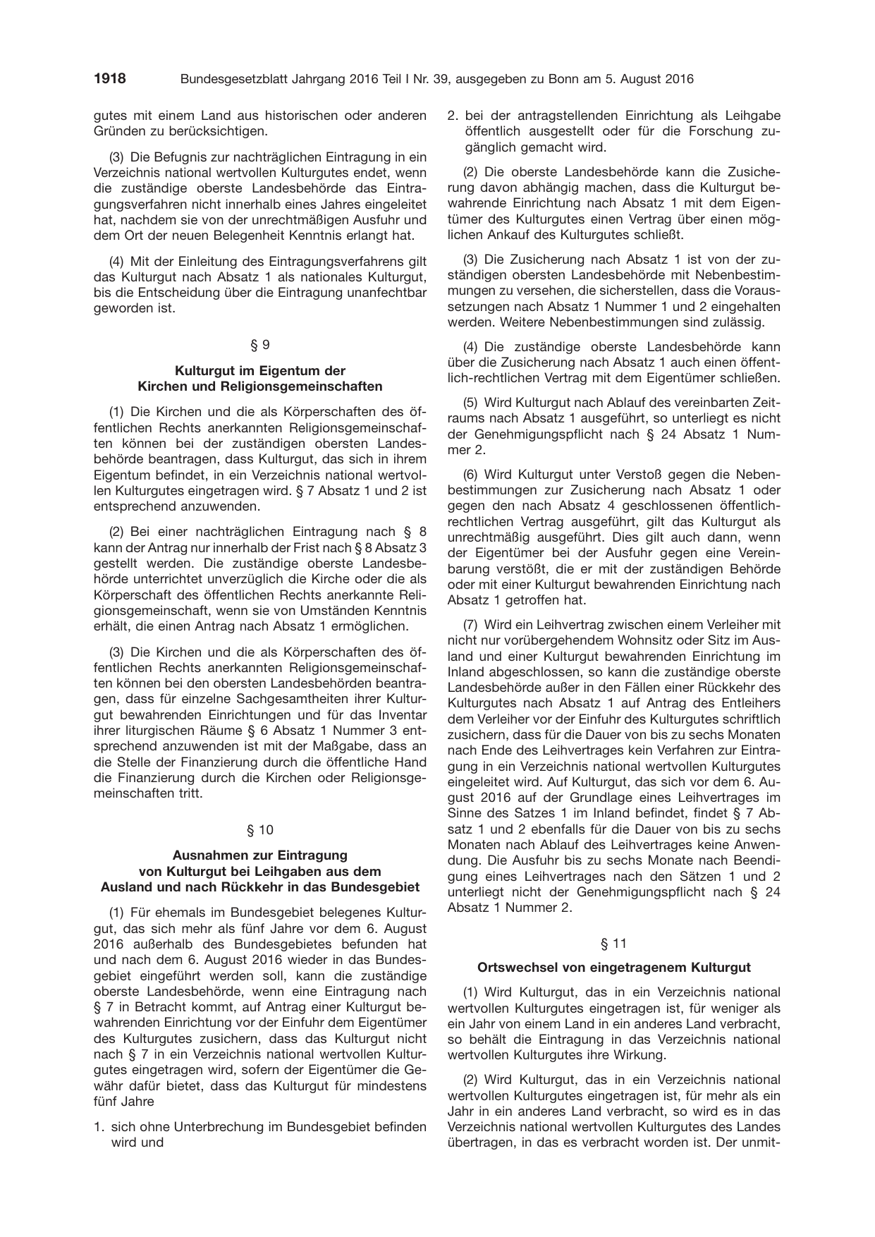 BGBl. 2016, Seite 1918 — Originalseite als Abbildung