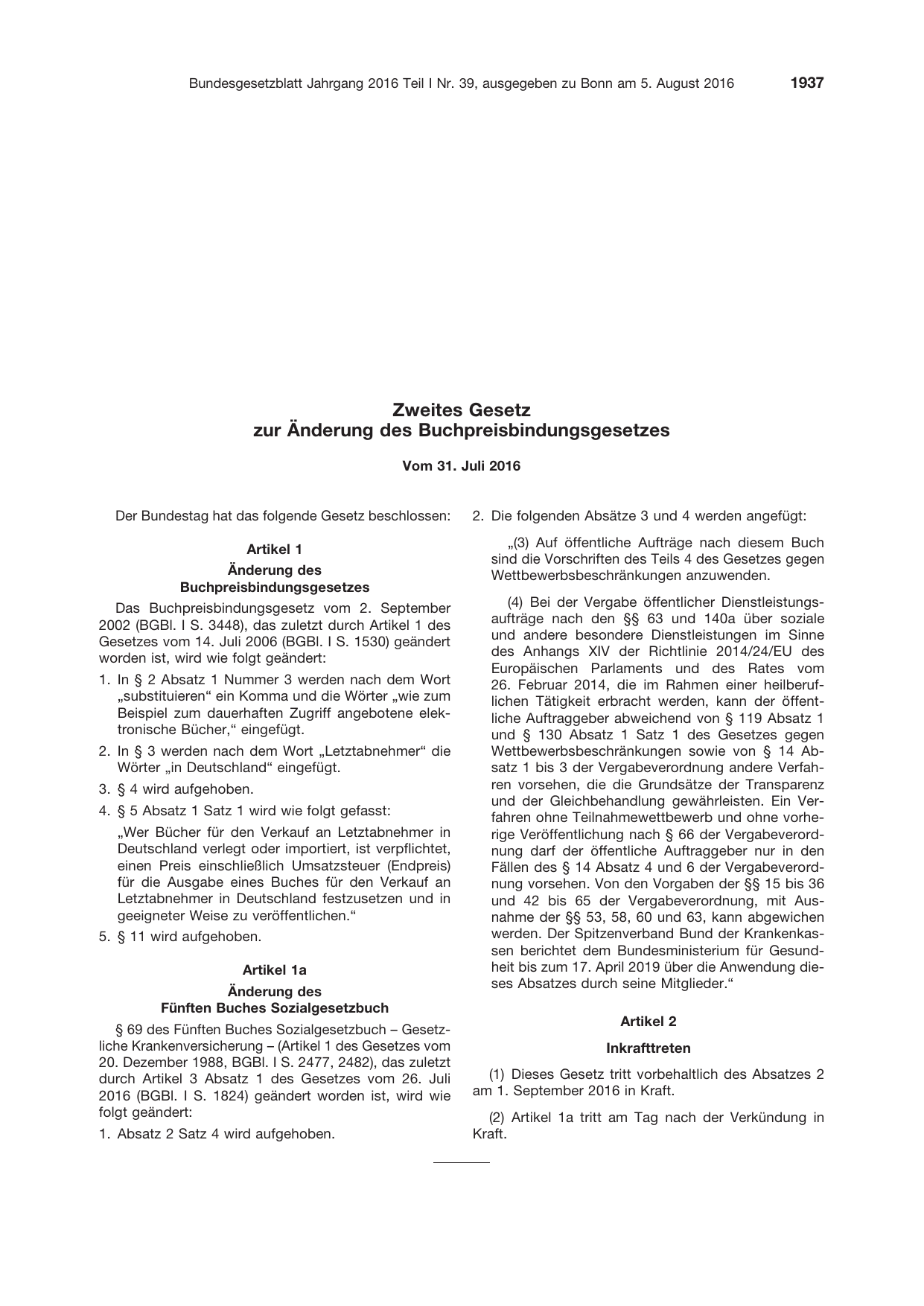 BGBl. 2016, Seite 1937 — Originalseite als Abbildung