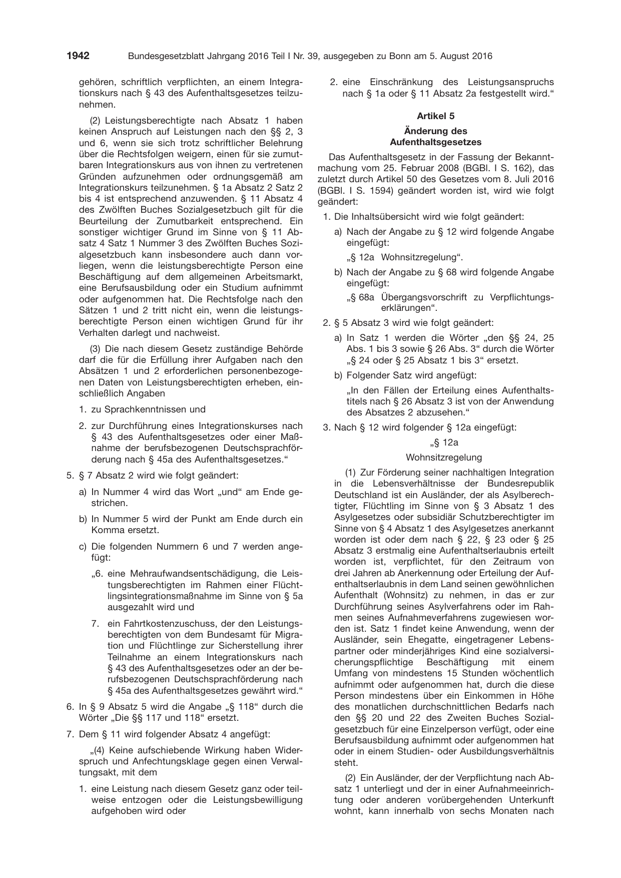 BGBl. 2016, Seite 1942 — Originalseite als Abbildung