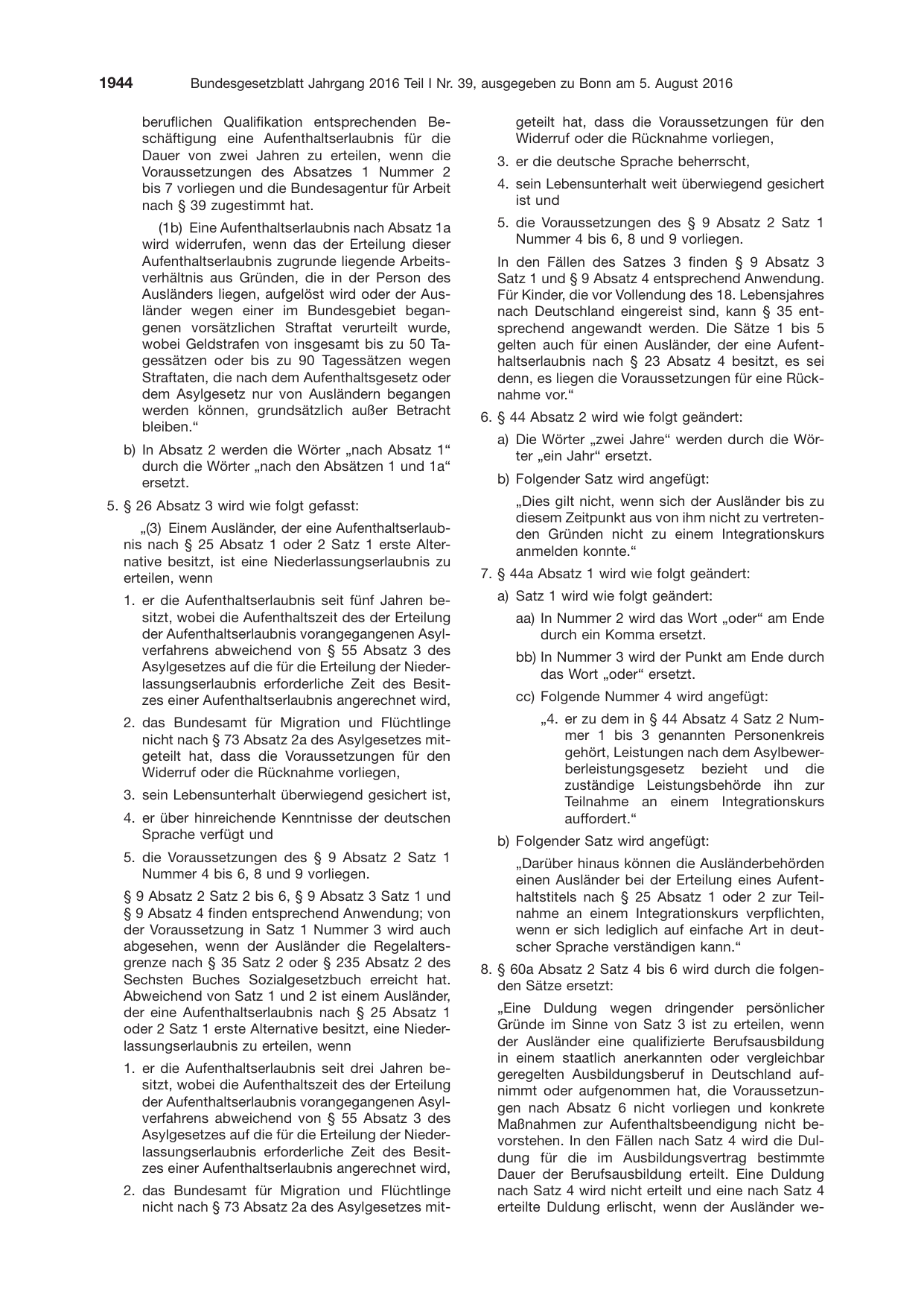 BGBl. 2016, Seite 1944 — Originalseite als Abbildung
