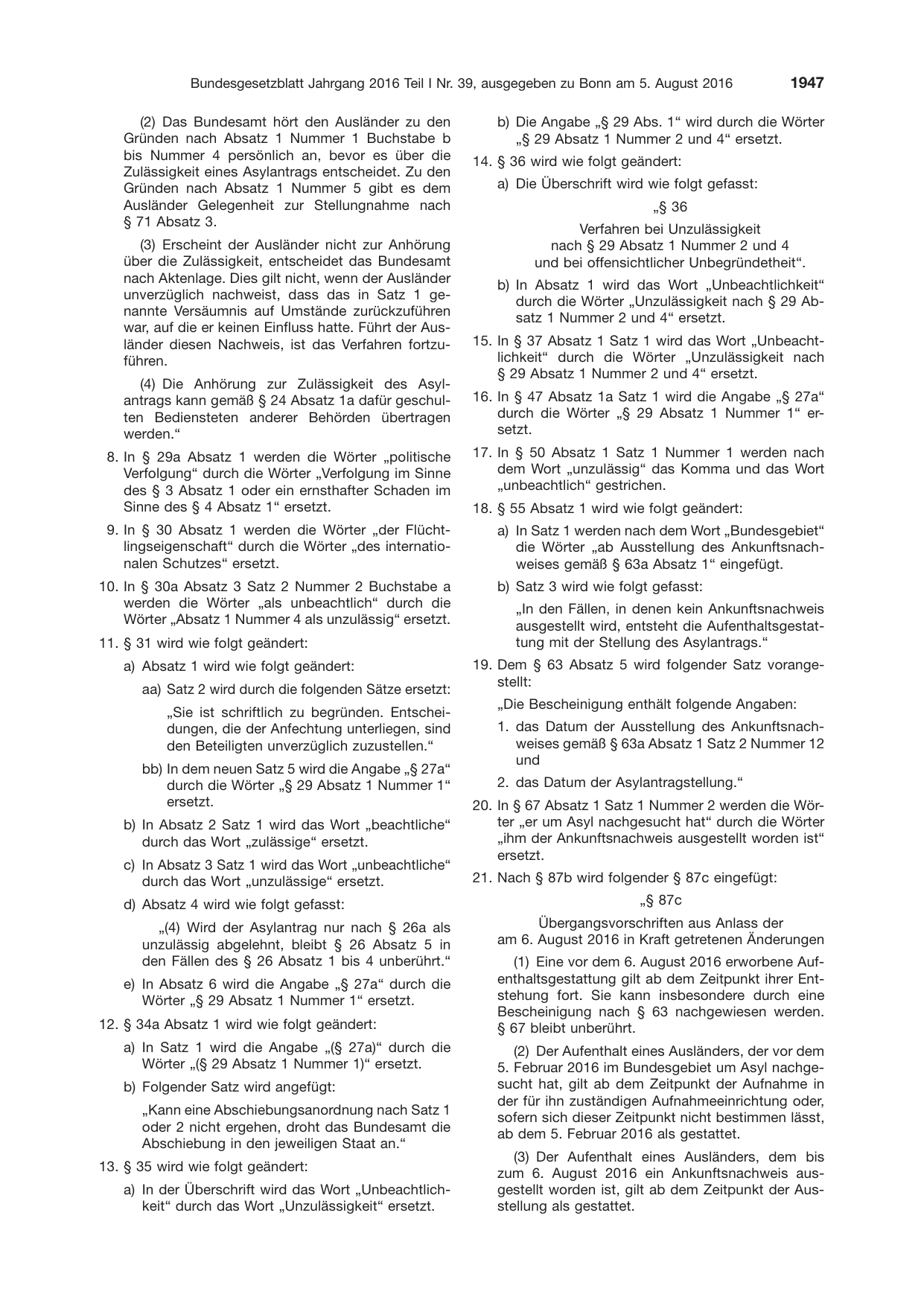 BGBl. 2016, Seite 1947 — Originalseite als Abbildung
