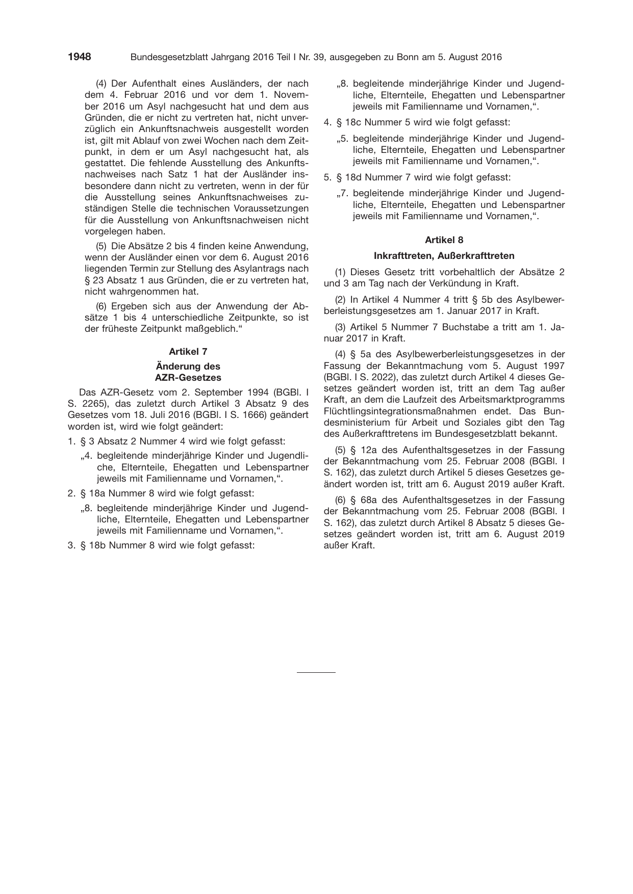 BGBl. 2016, Seite 1948 — Originalseite als Abbildung