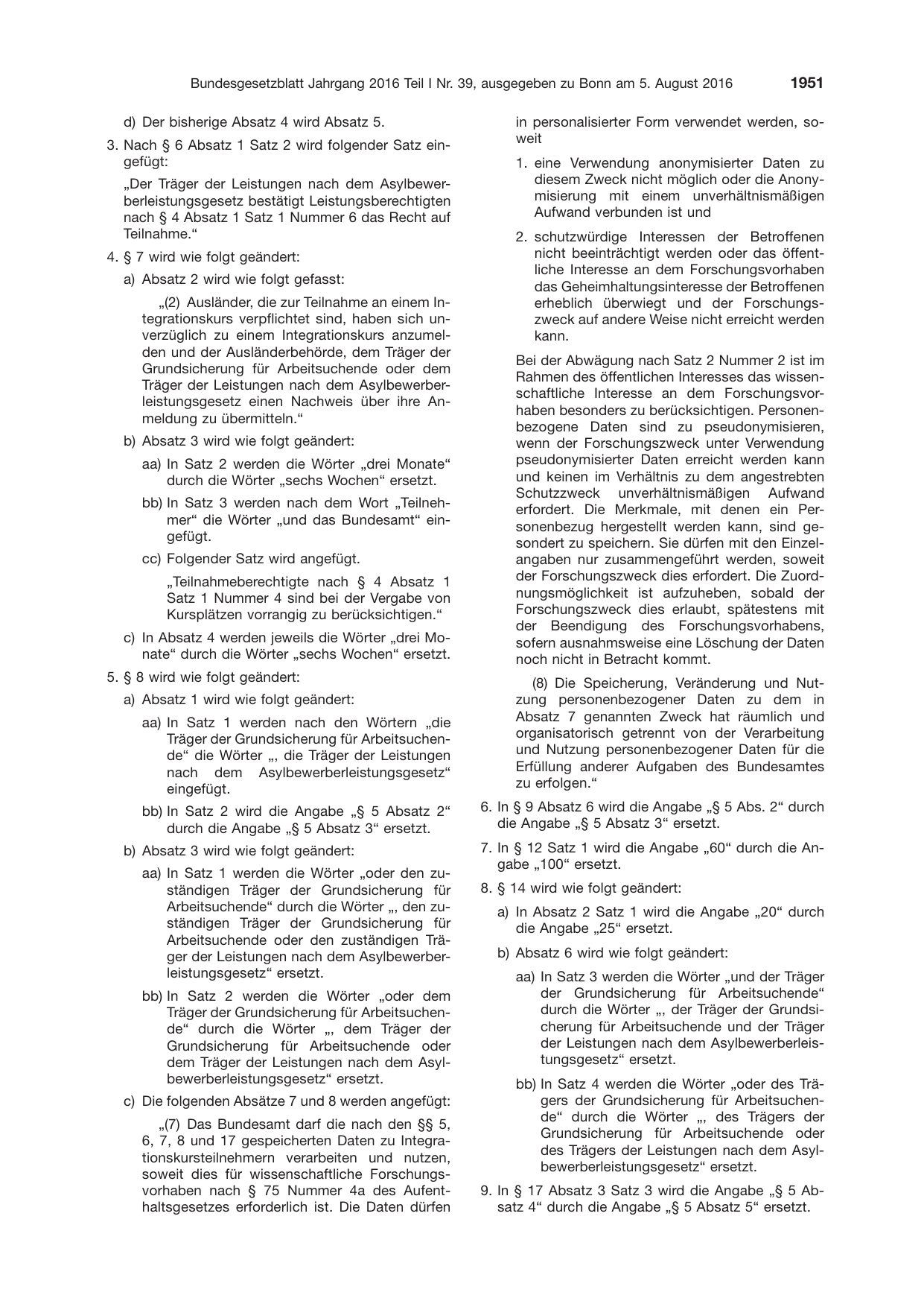 BGBl. 2016, Seite 1951 — Originalseite als Abbildung