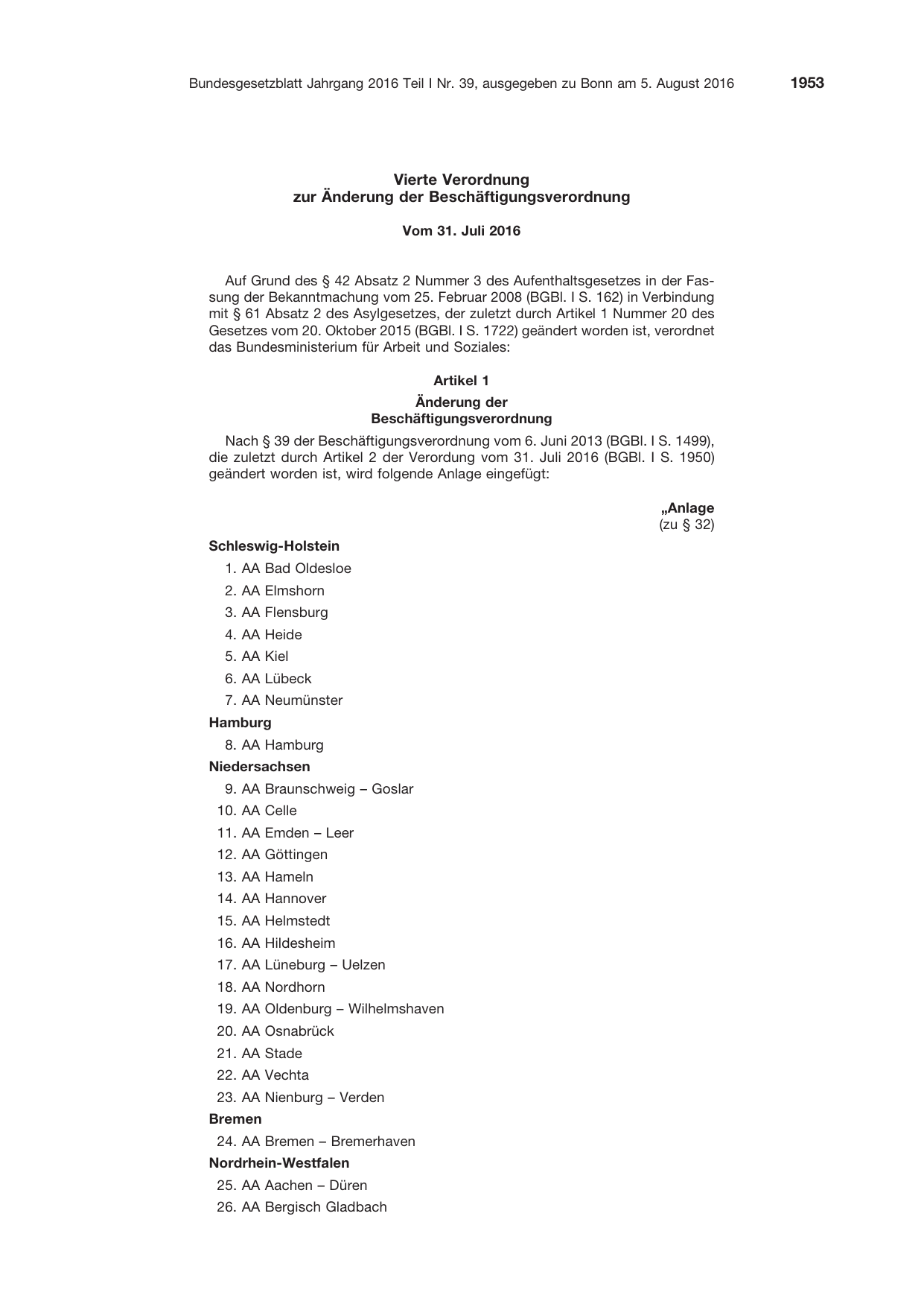 BGBl. 2016, Seite 1953 — Originalseite als Abbildung