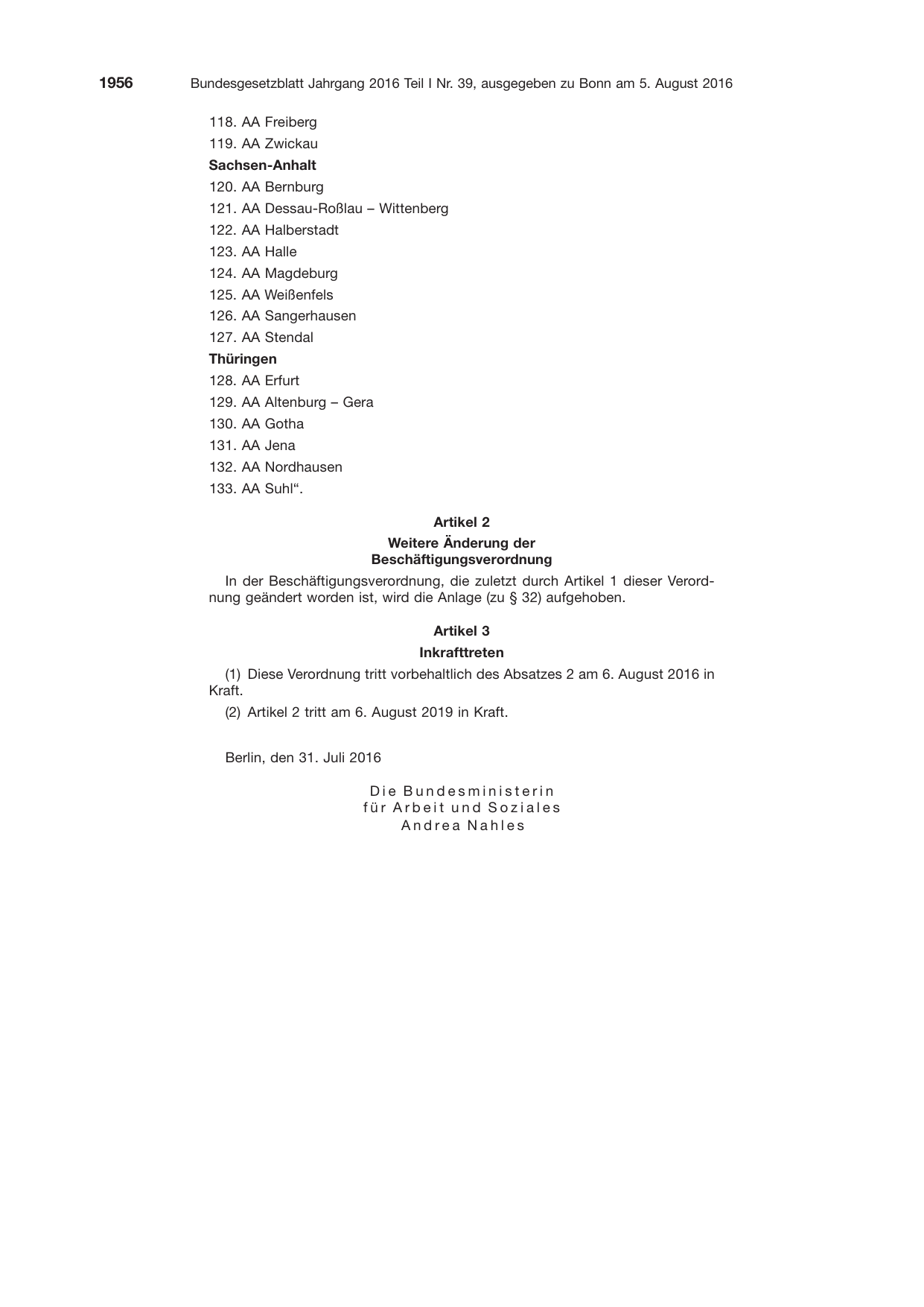 BGBl. 2016, Seite 1956 — Originalseite als Abbildung