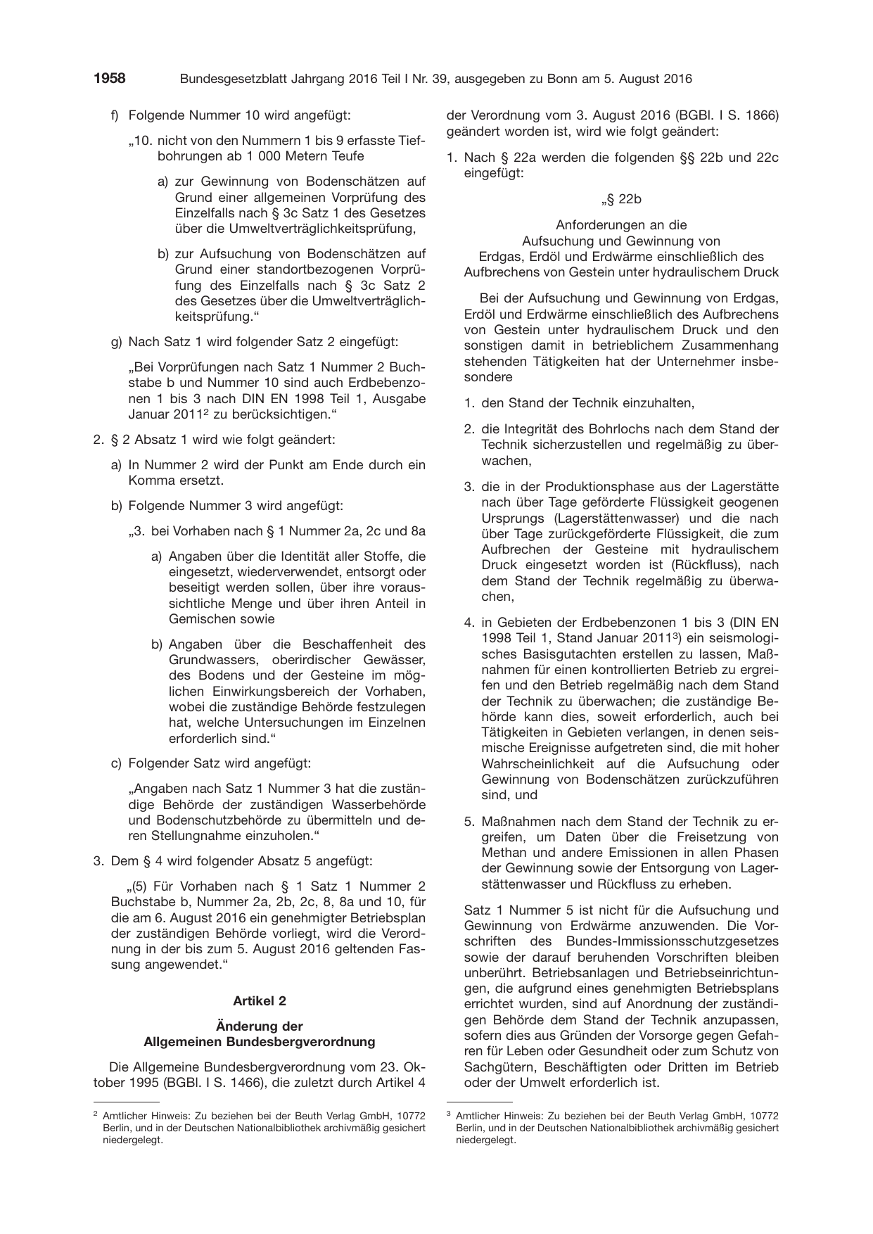 BGBl. 2016, Seite 1958 — Originalseite als Abbildung