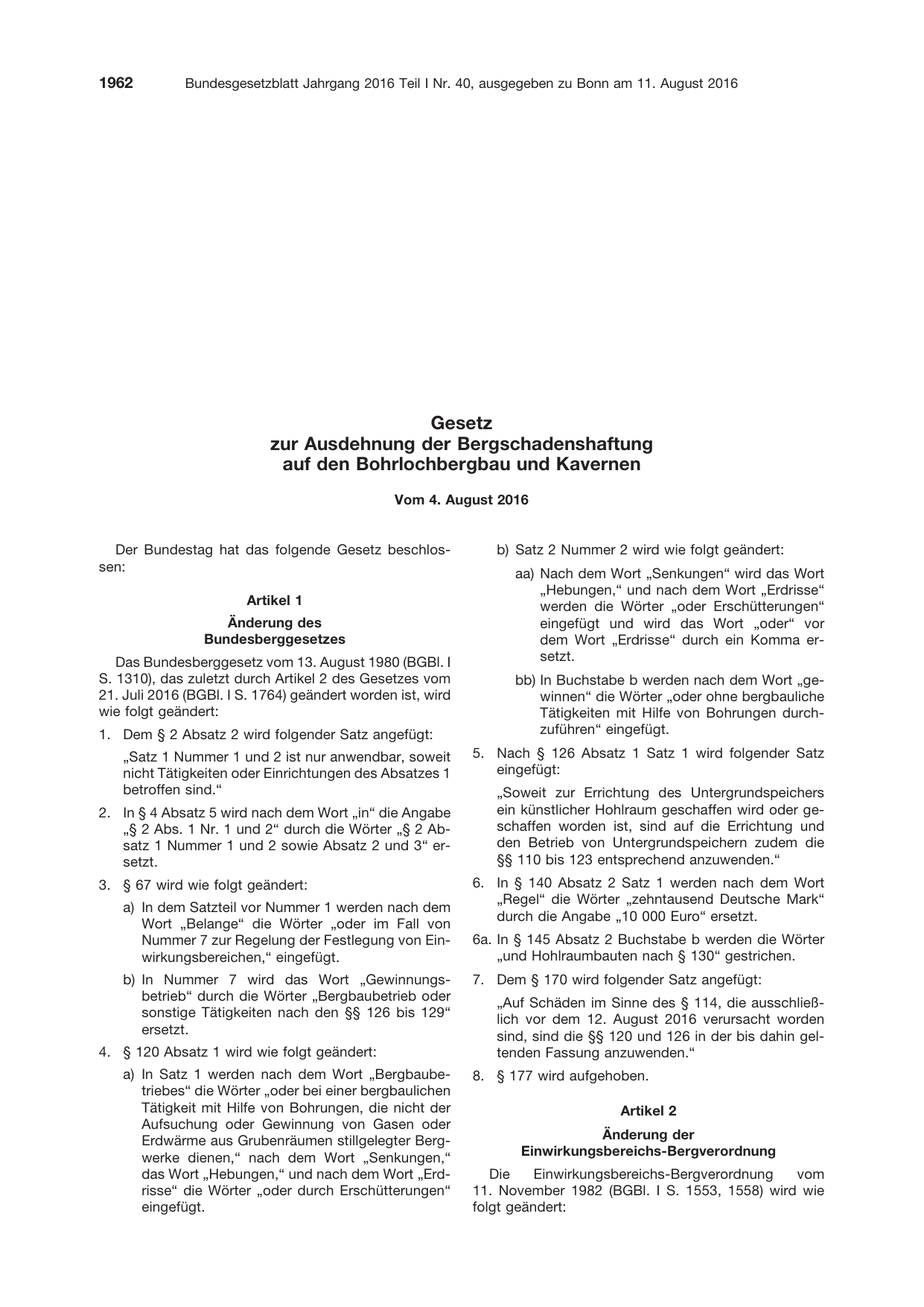 BGBl. 2016, Seite 1962 — Originalseite als Abbildung
