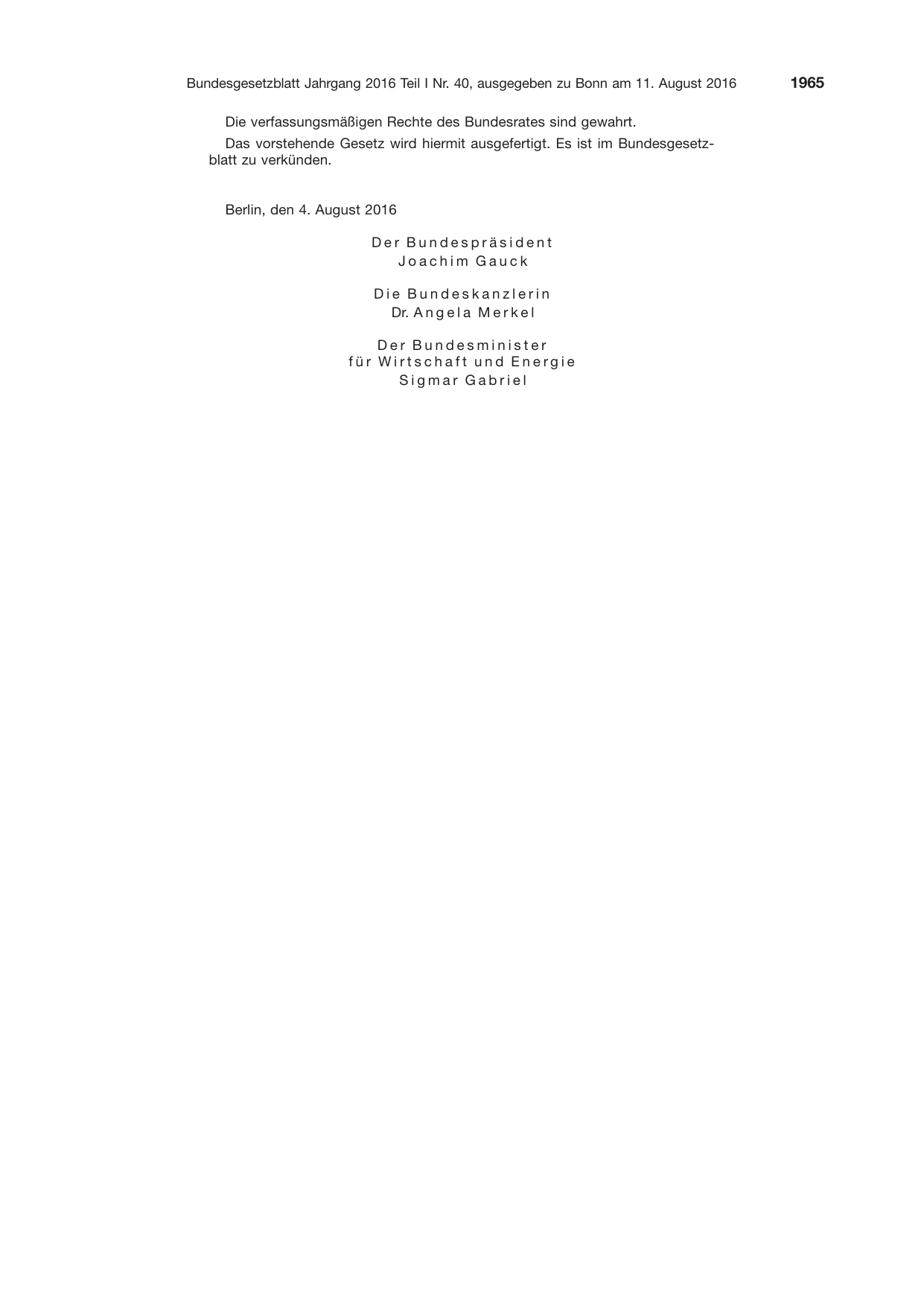 BGBl. 2016, Seite 1965 — Originalseite als Abbildung