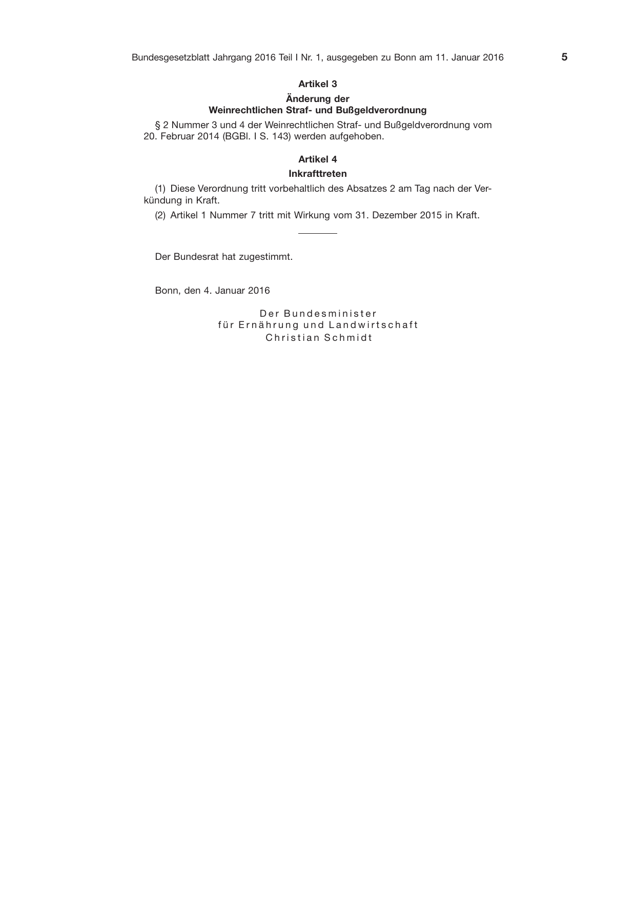 BGBl. 2016, Seite 5 — Originalseite als Abbildung