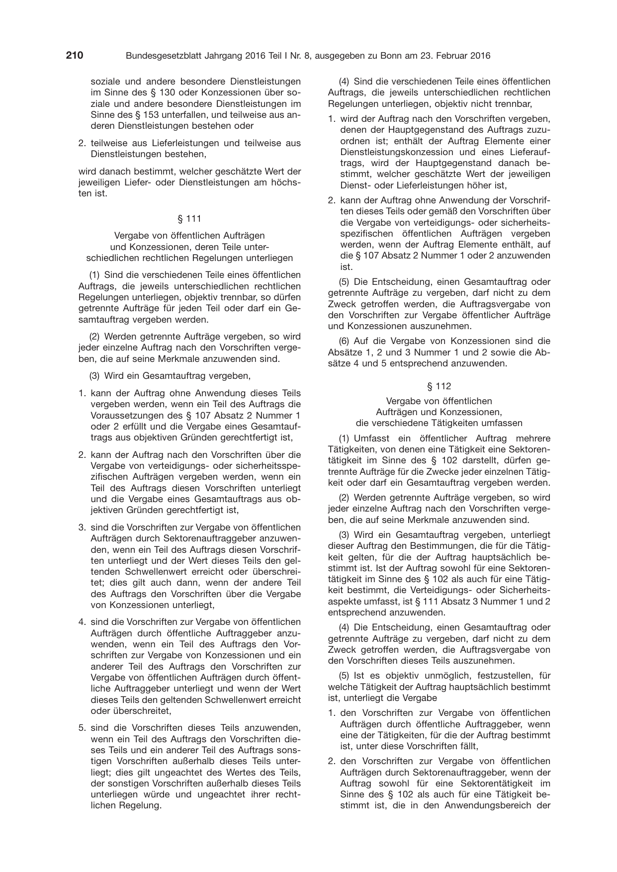 BGBl. 2016, Seite 210 — Originalseite als Abbildung