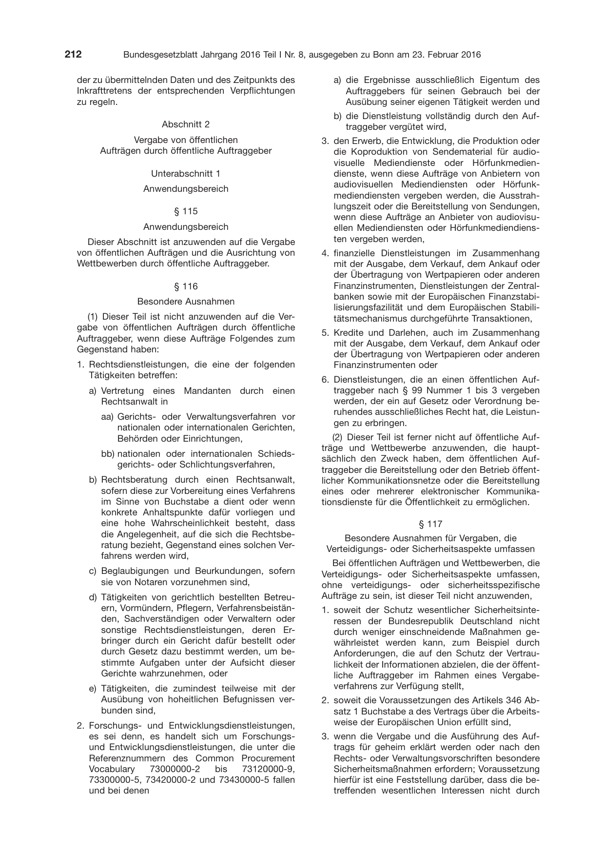BGBl. 2016, Seite 212 — Originalseite als Abbildung
