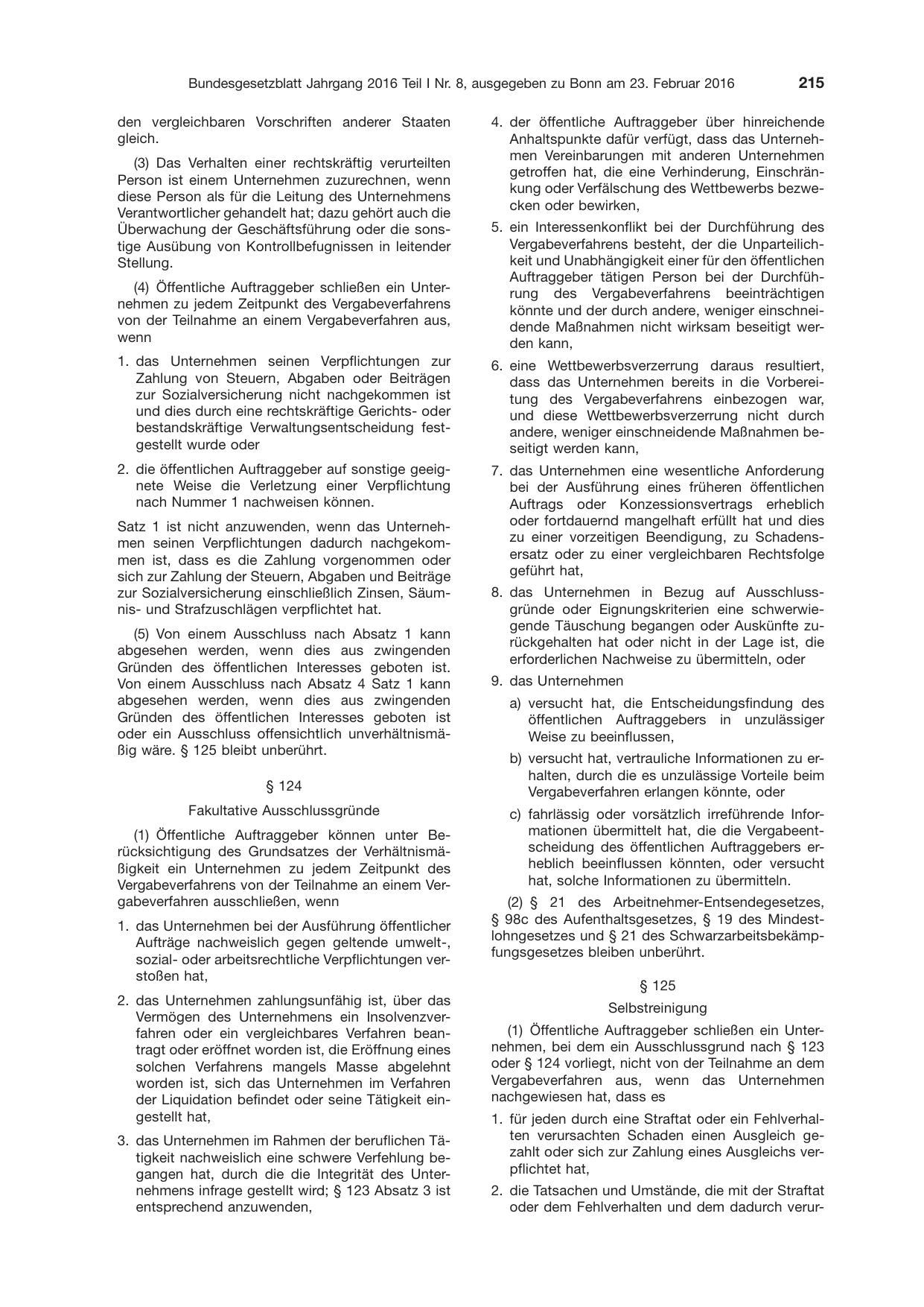 BGBl. 2016, Seite 215 — Originalseite als Abbildung