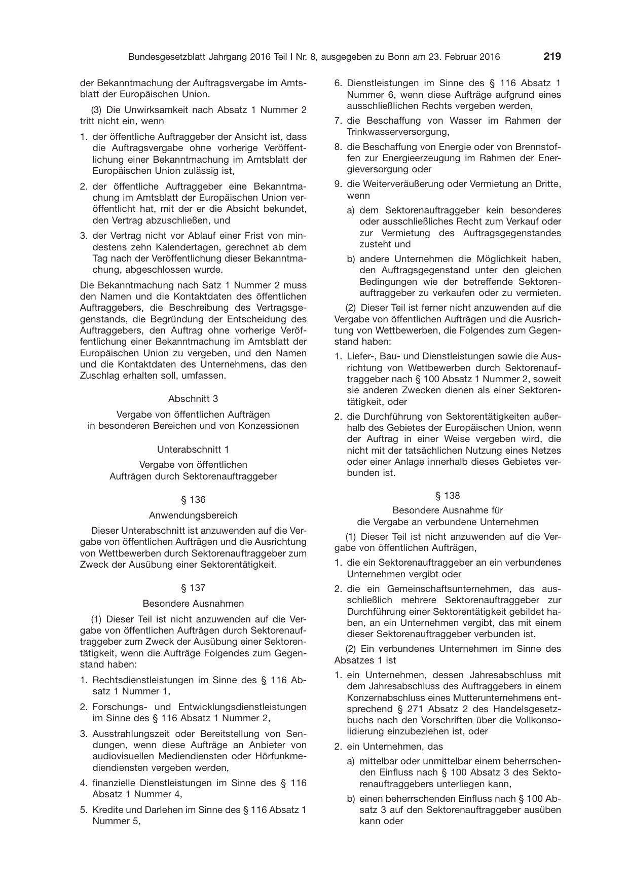 BGBl. 2016, Seite 219 — Originalseite als Abbildung