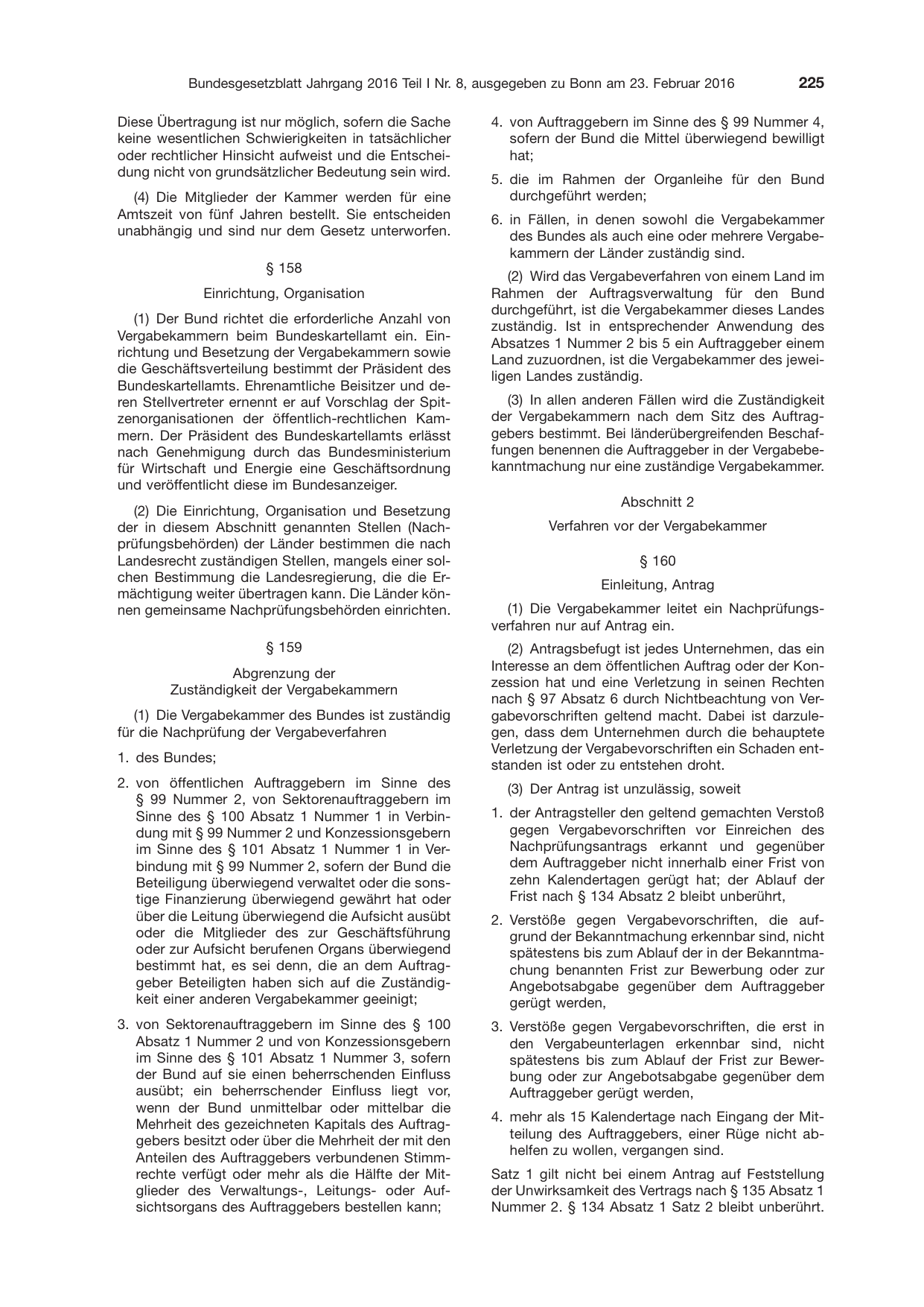 BGBl. 2016, Seite 225 — Originalseite als Abbildung