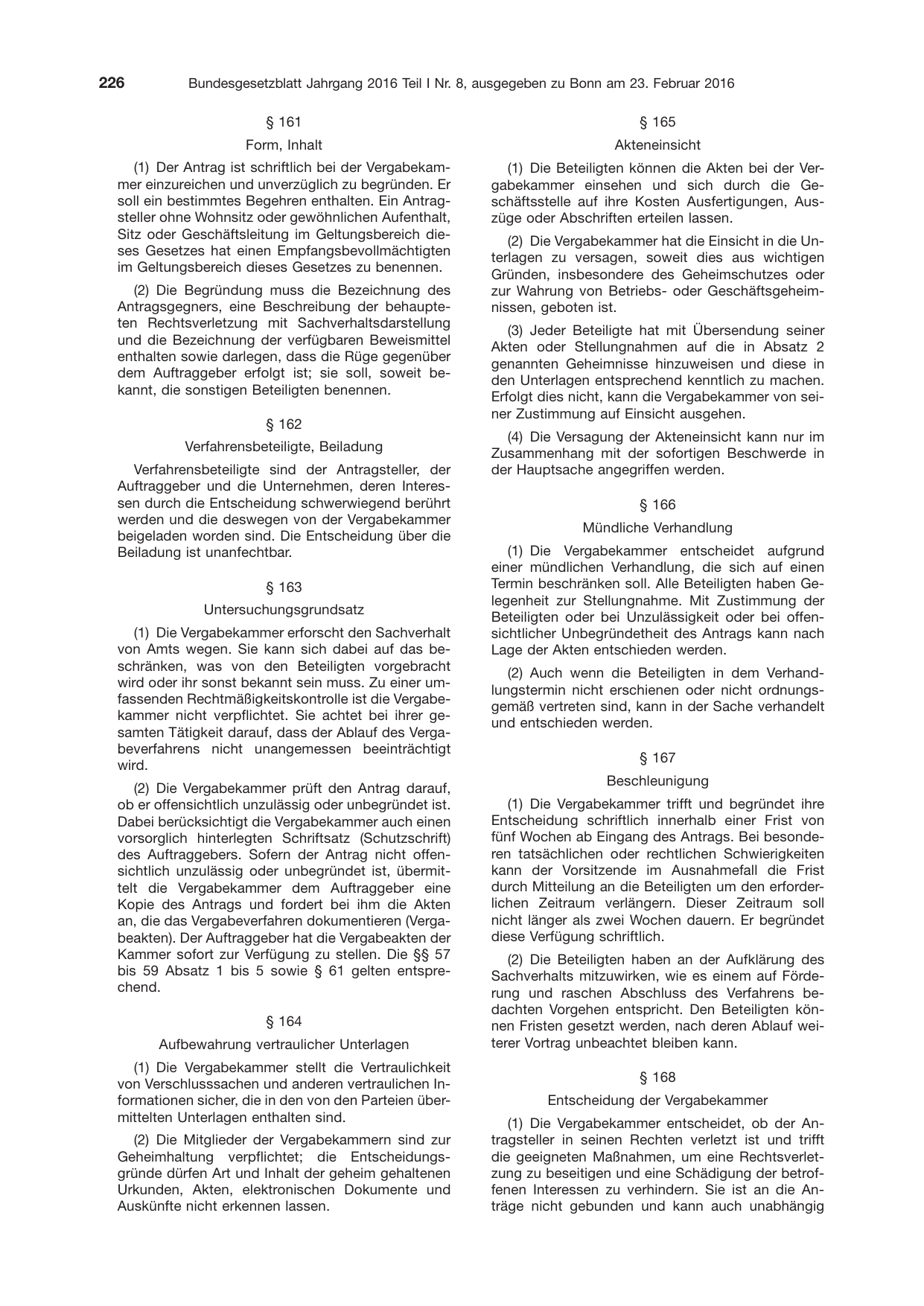 BGBl. 2016, Seite 226 — Originalseite als Abbildung
