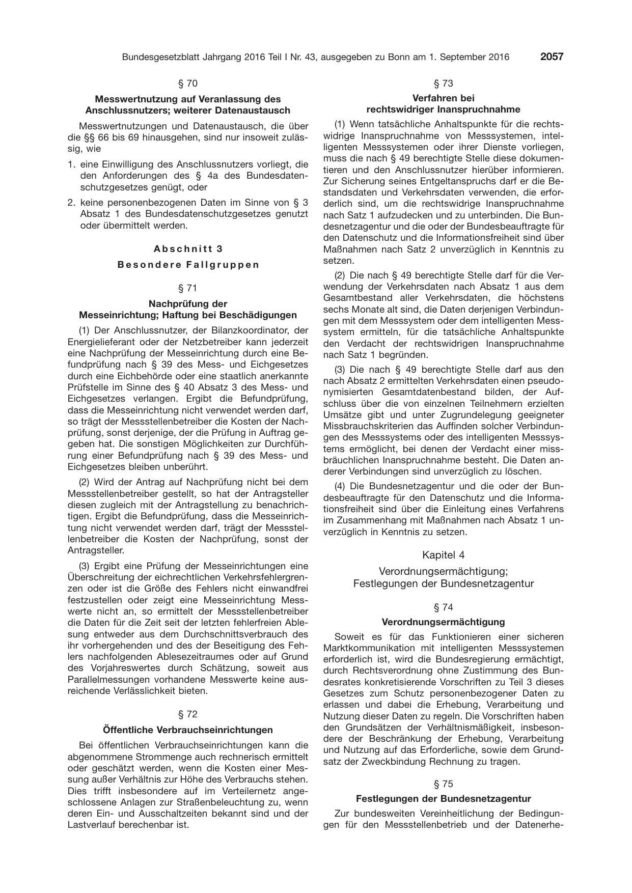 BGBl. 2016, Seite 2057 — Originalseite als Abbildung