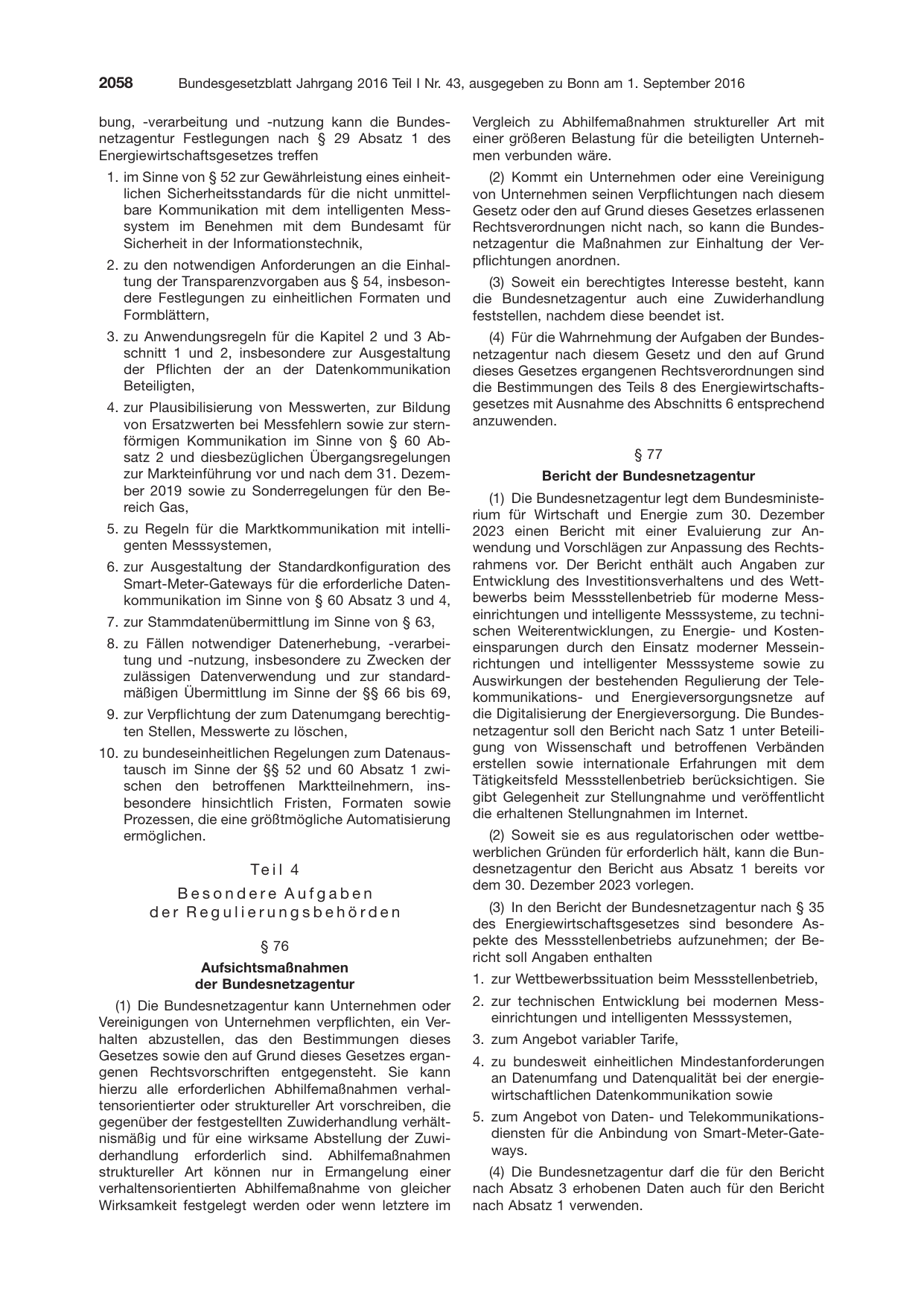 BGBl. 2016, Seite 2058 — Originalseite als Abbildung