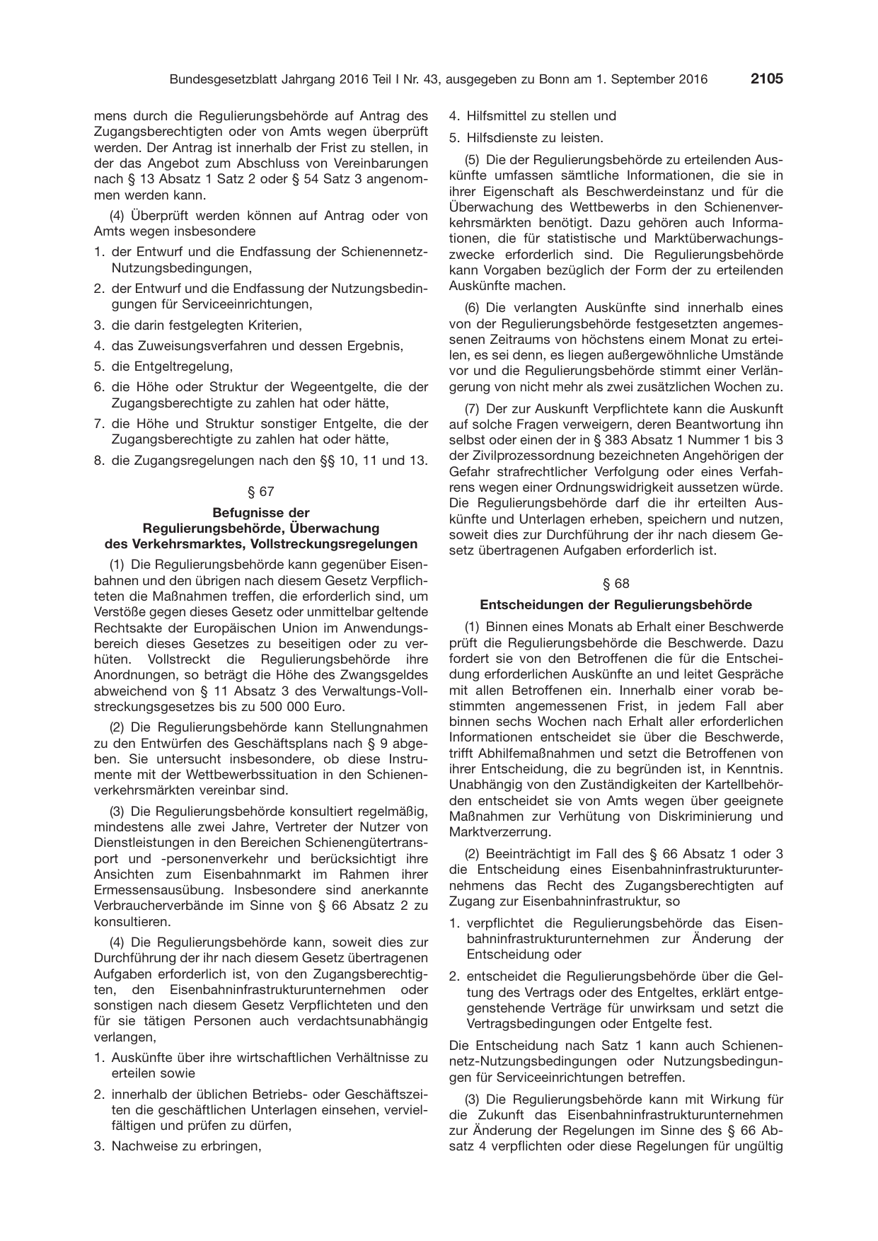 BGBl. 2016, Seite 2105 — Originalseite als Abbildung
