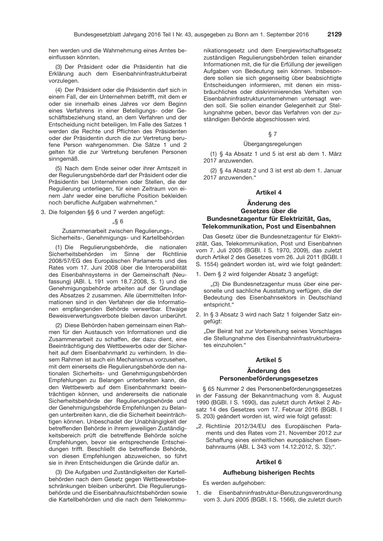 BGBl. 2016, Seite 2129 — Originalseite als Abbildung