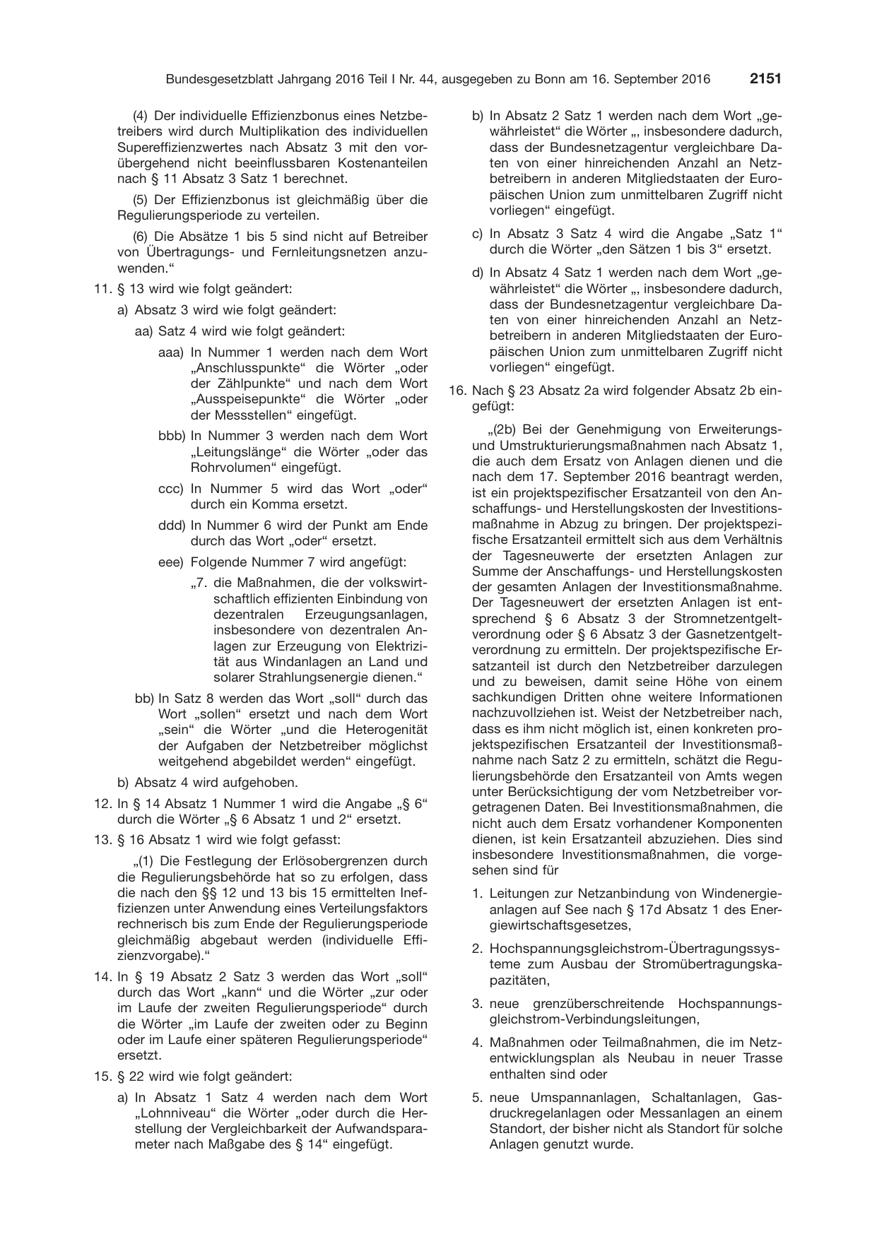 BGBl. 2016, Seite 2151 — Originalseite als Abbildung