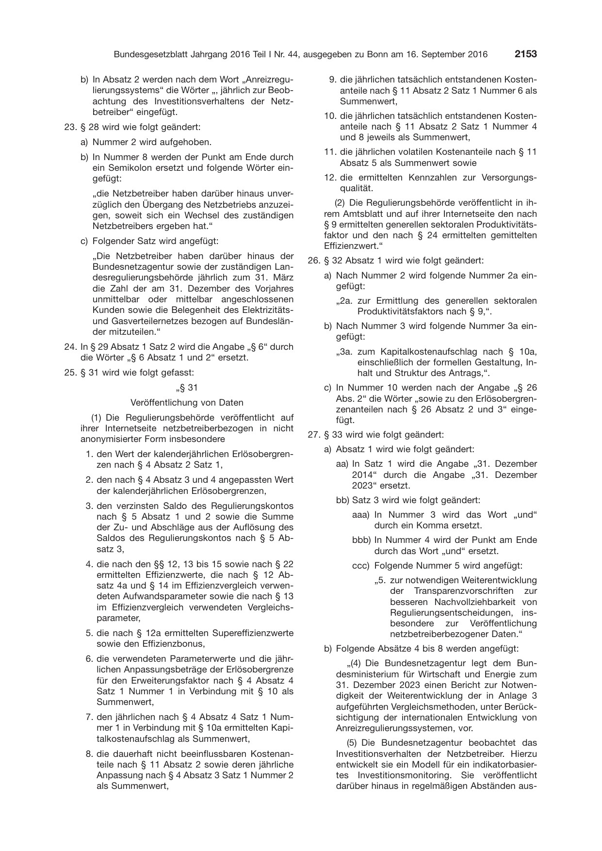 BGBl. 2016, Seite 2153 — Originalseite als Abbildung