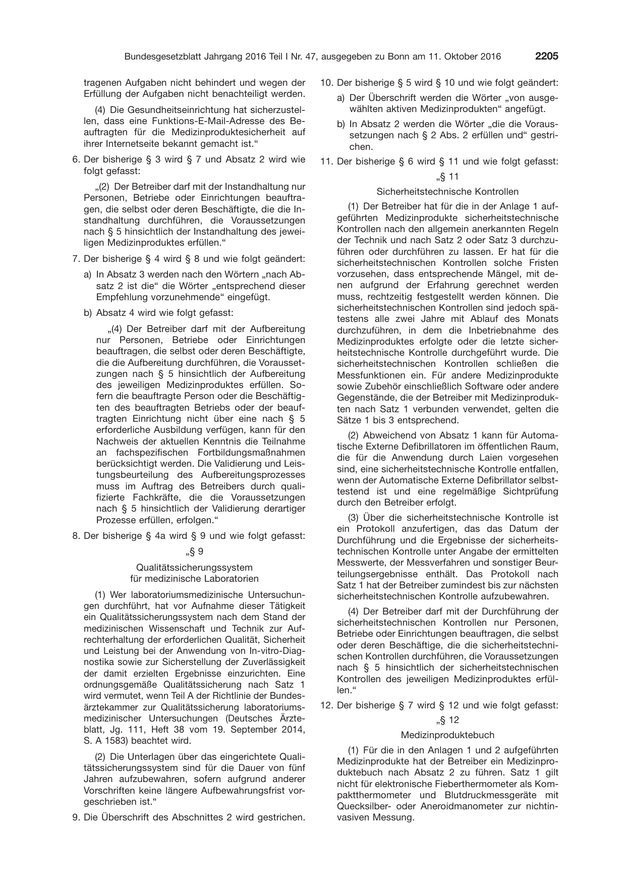 BGBl. 2016, Seite 2205 — Originalseite als Abbildung