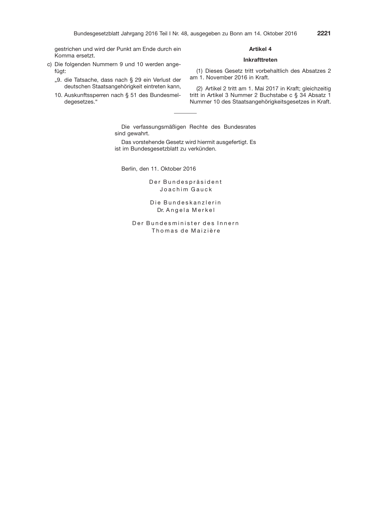 BGBl. 2016, Seite 2221 — Originalseite als Abbildung