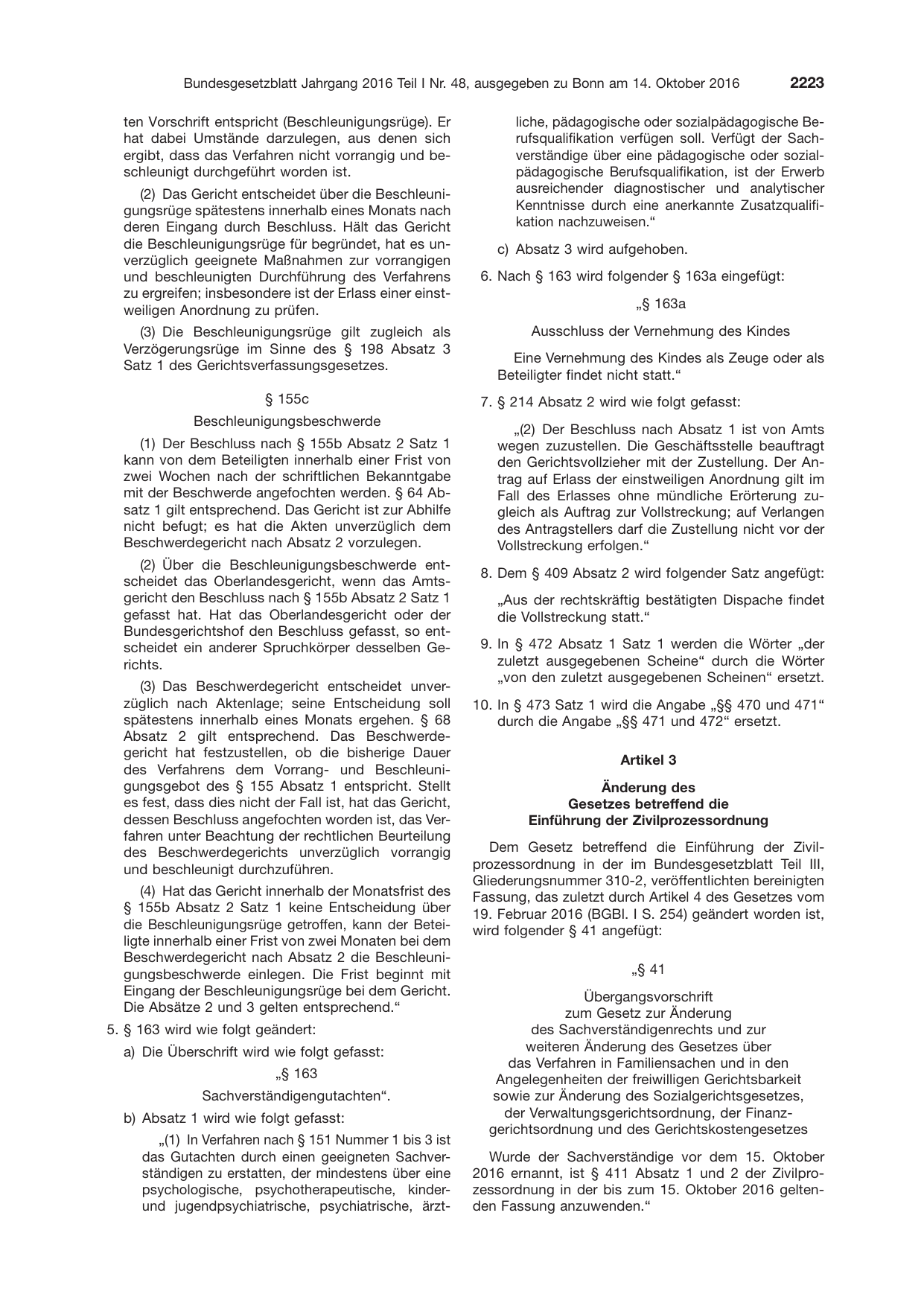 BGBl. 2016, Seite 2223 — Originalseite als Abbildung
