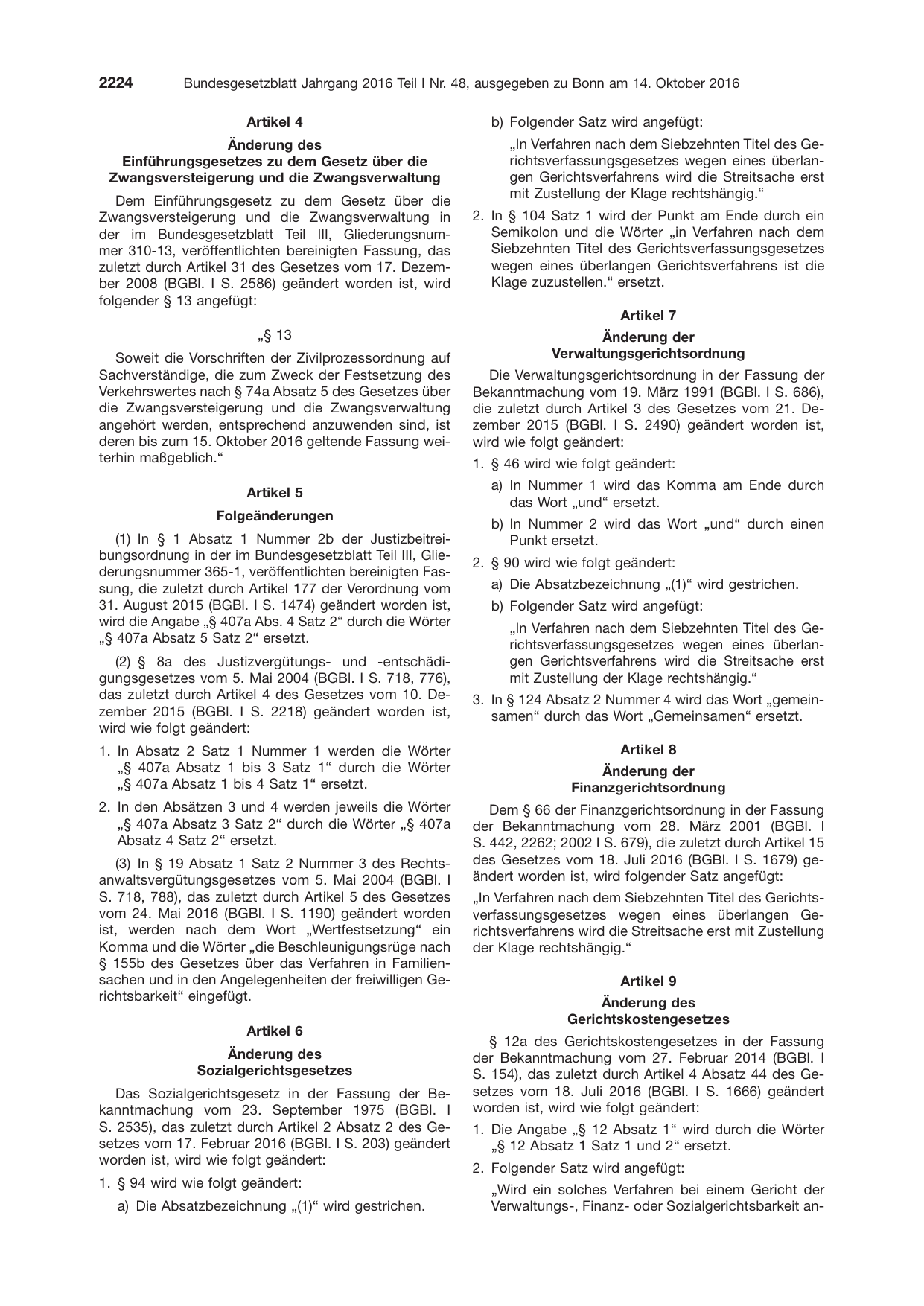 BGBl. 2016, Seite 2224 — Originalseite als Abbildung