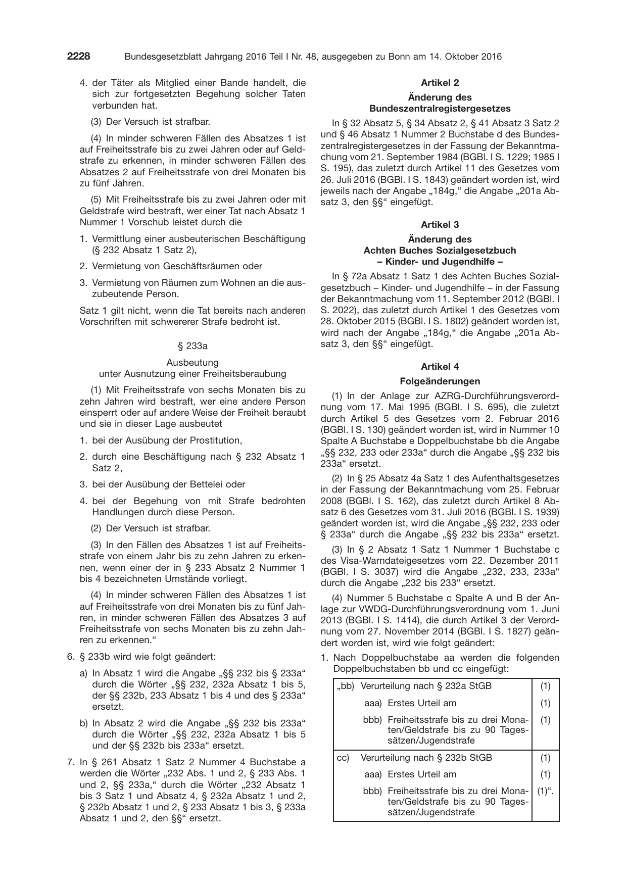 BGBl. 2016, Seite 2228 — Originalseite als Abbildung