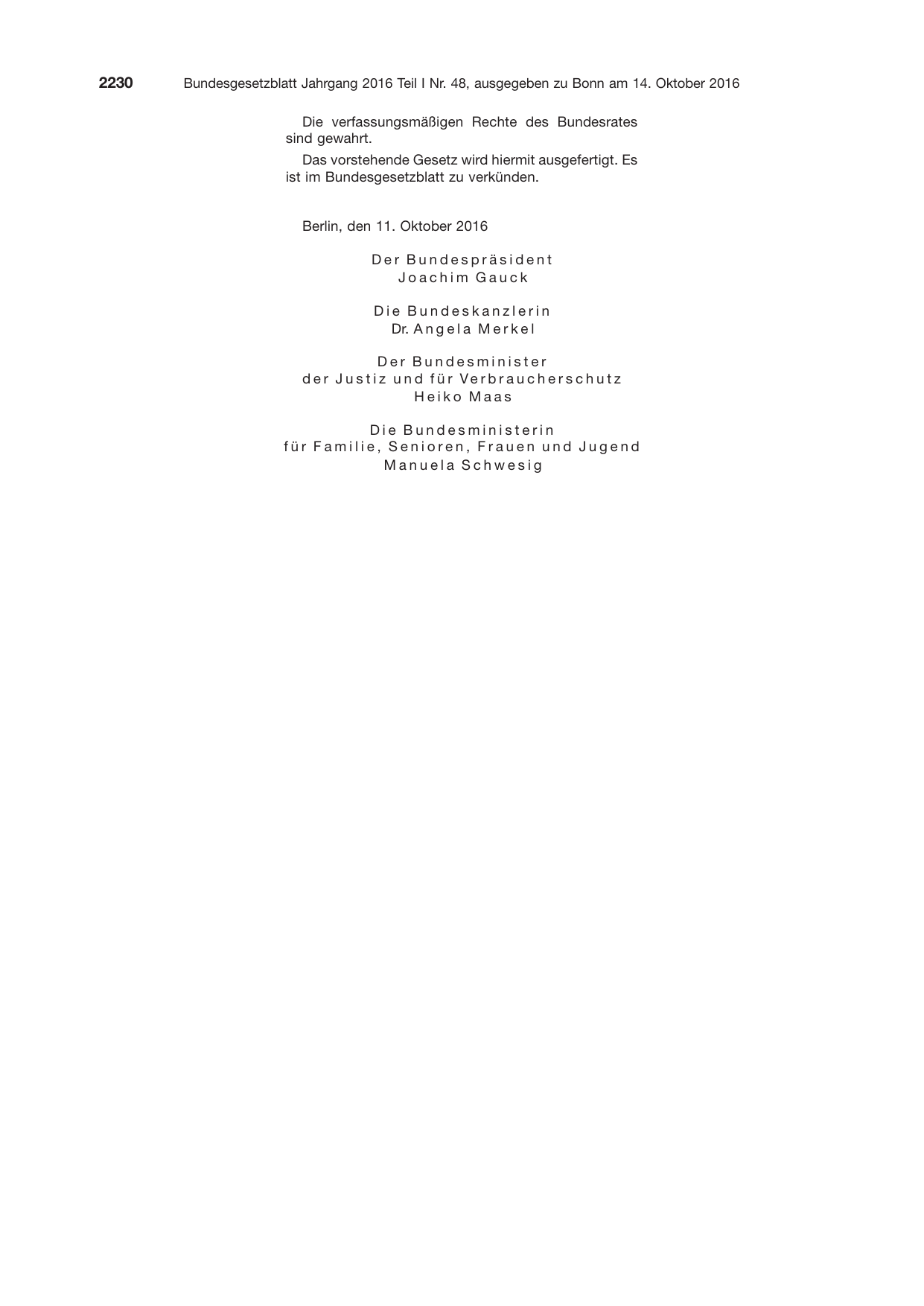 BGBl. 2016, Seite 2230 — Originalseite als Abbildung