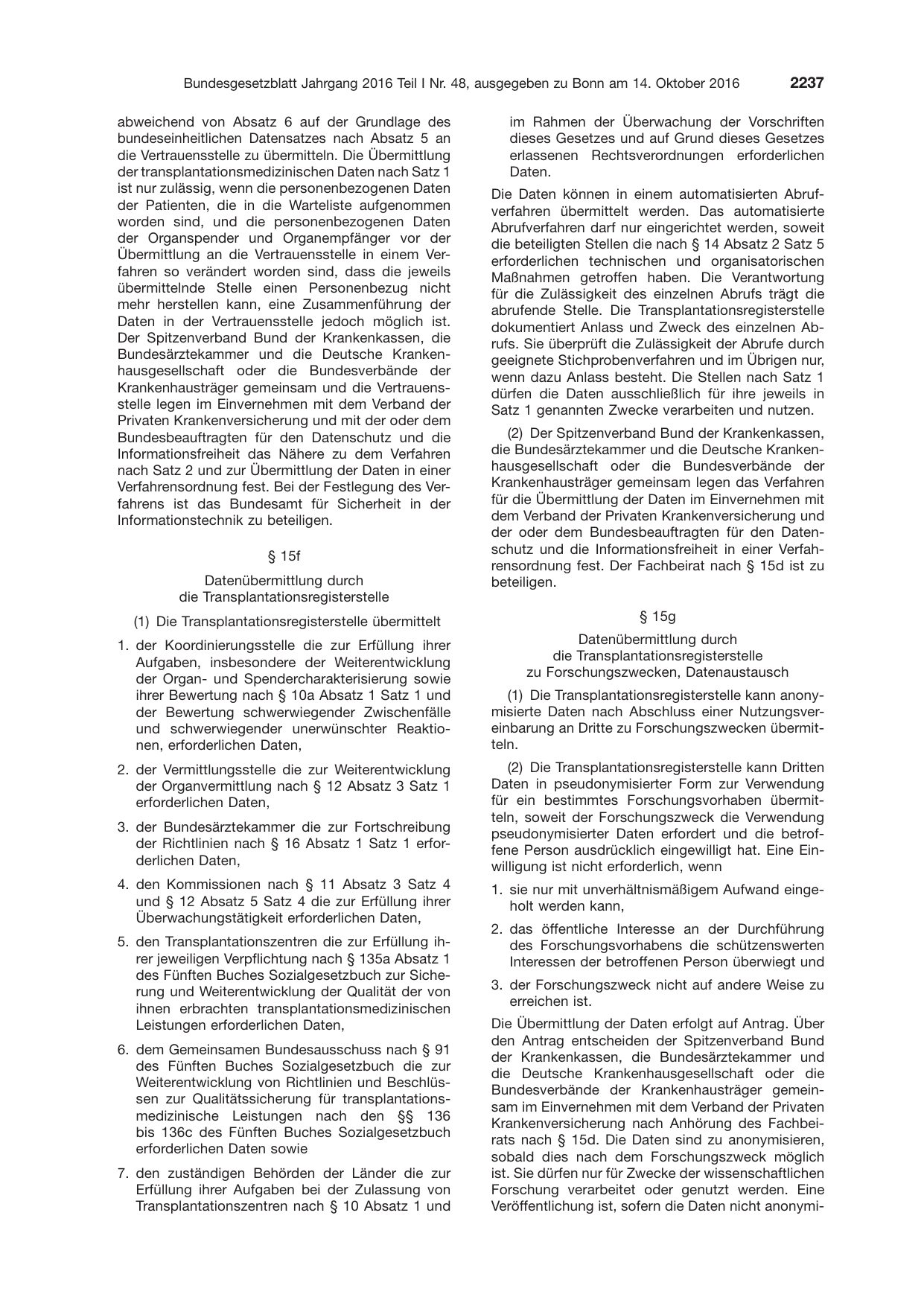 BGBl. 2016, Seite 2237 — Originalseite als Abbildung