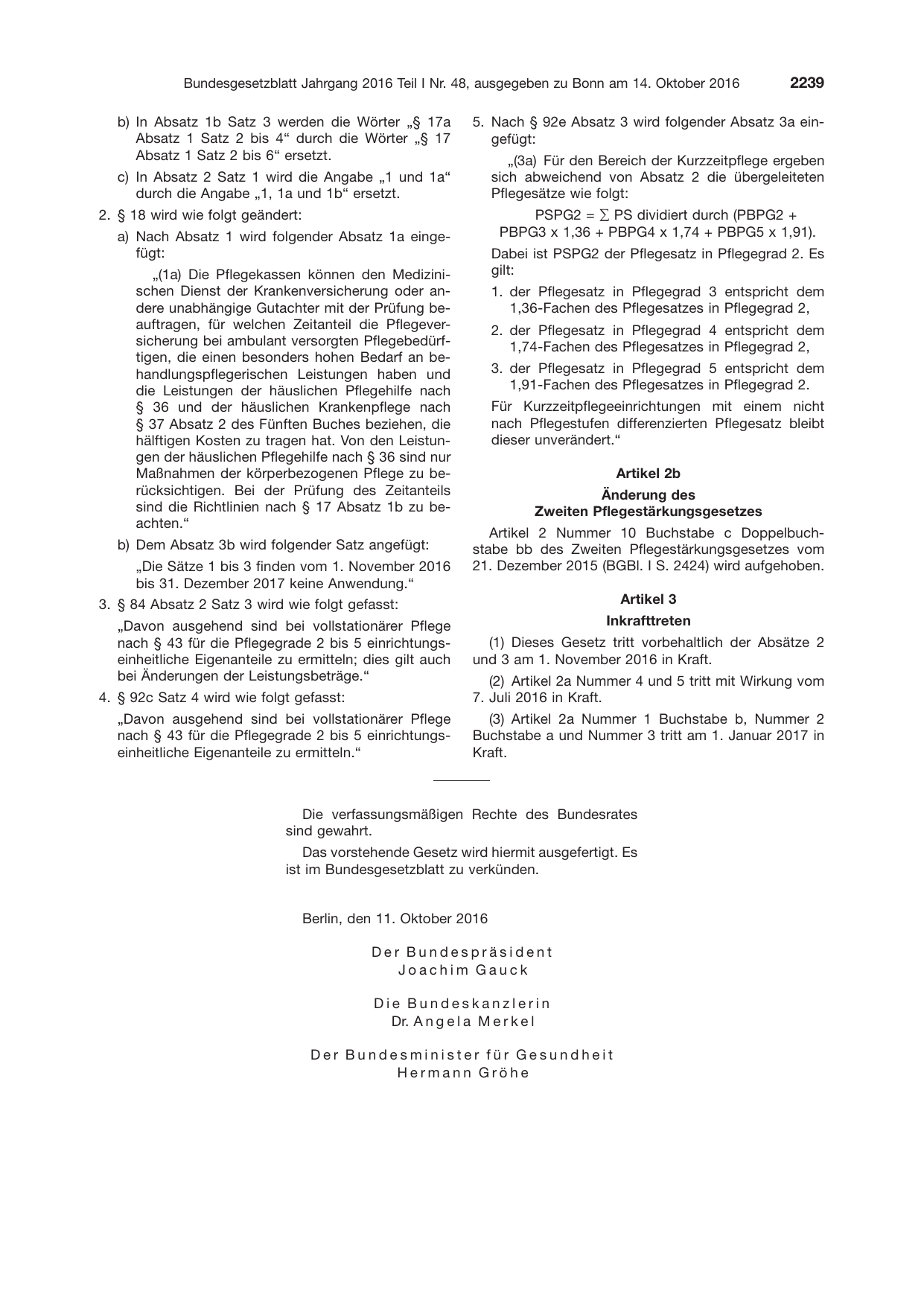 BGBl. 2016, Seite 2239 — Originalseite als Abbildung