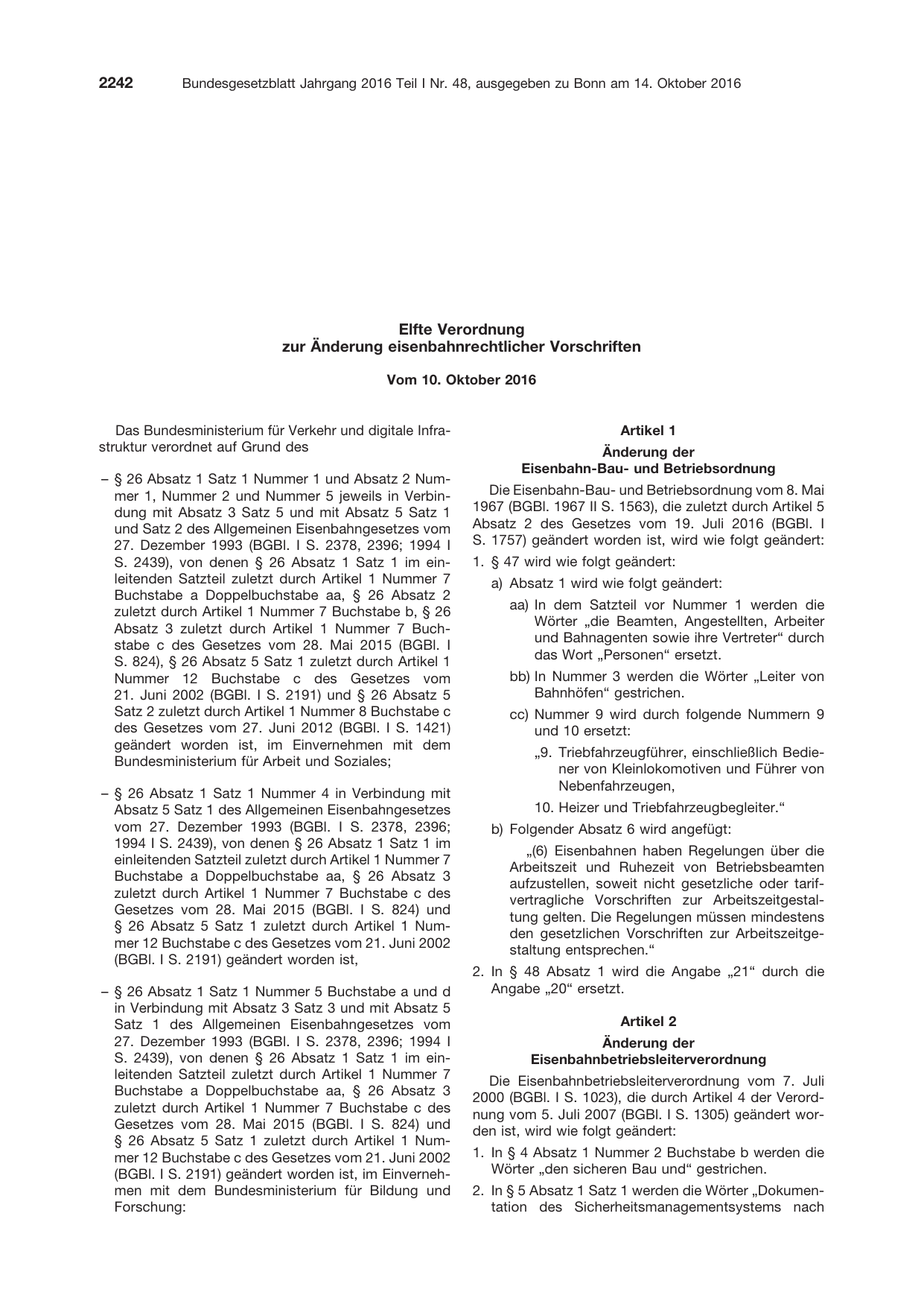 BGBl. 2016, Seite 2242 — Originalseite als Abbildung