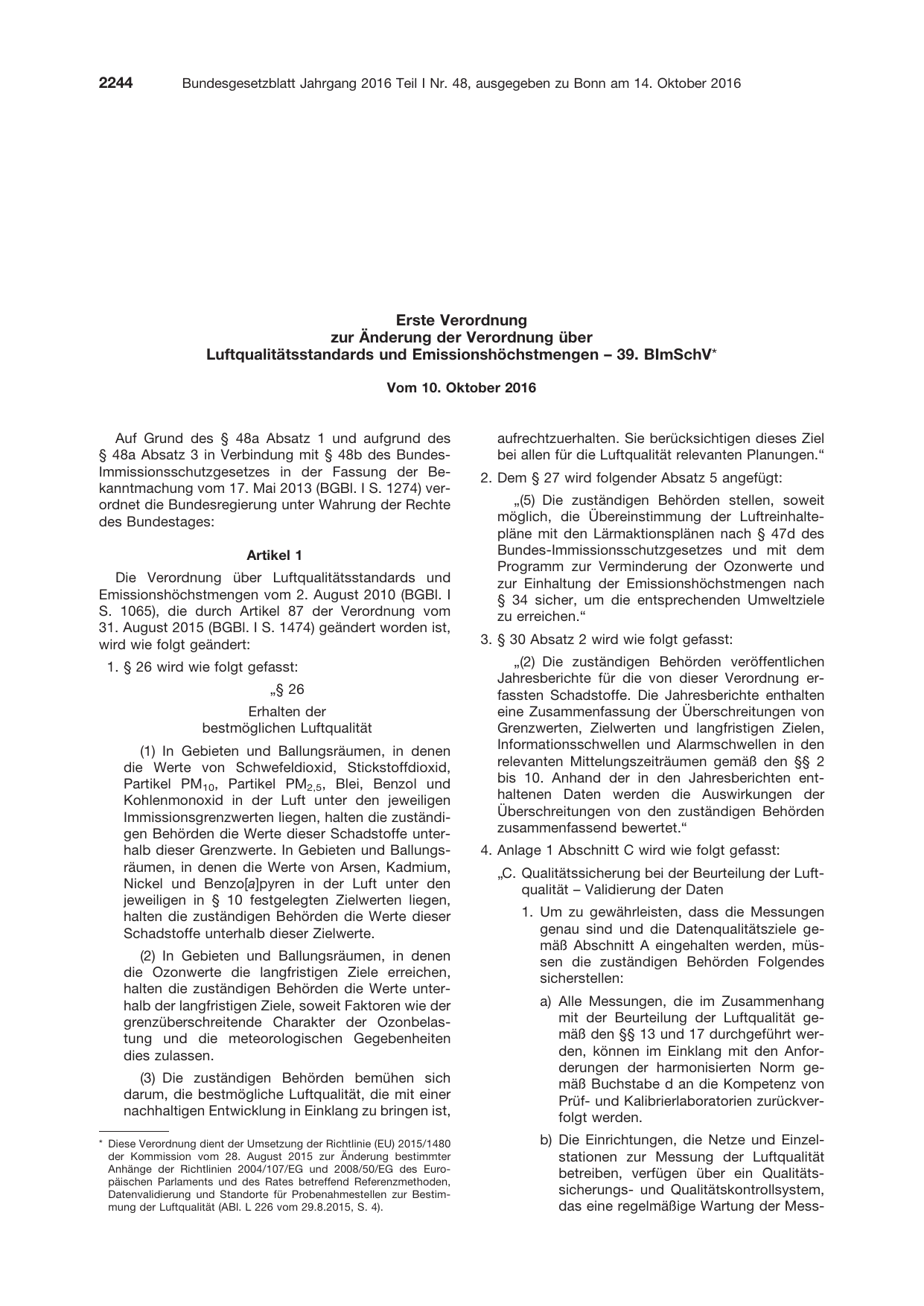 BGBl. 2016, Seite 2244 — Originalseite als Abbildung