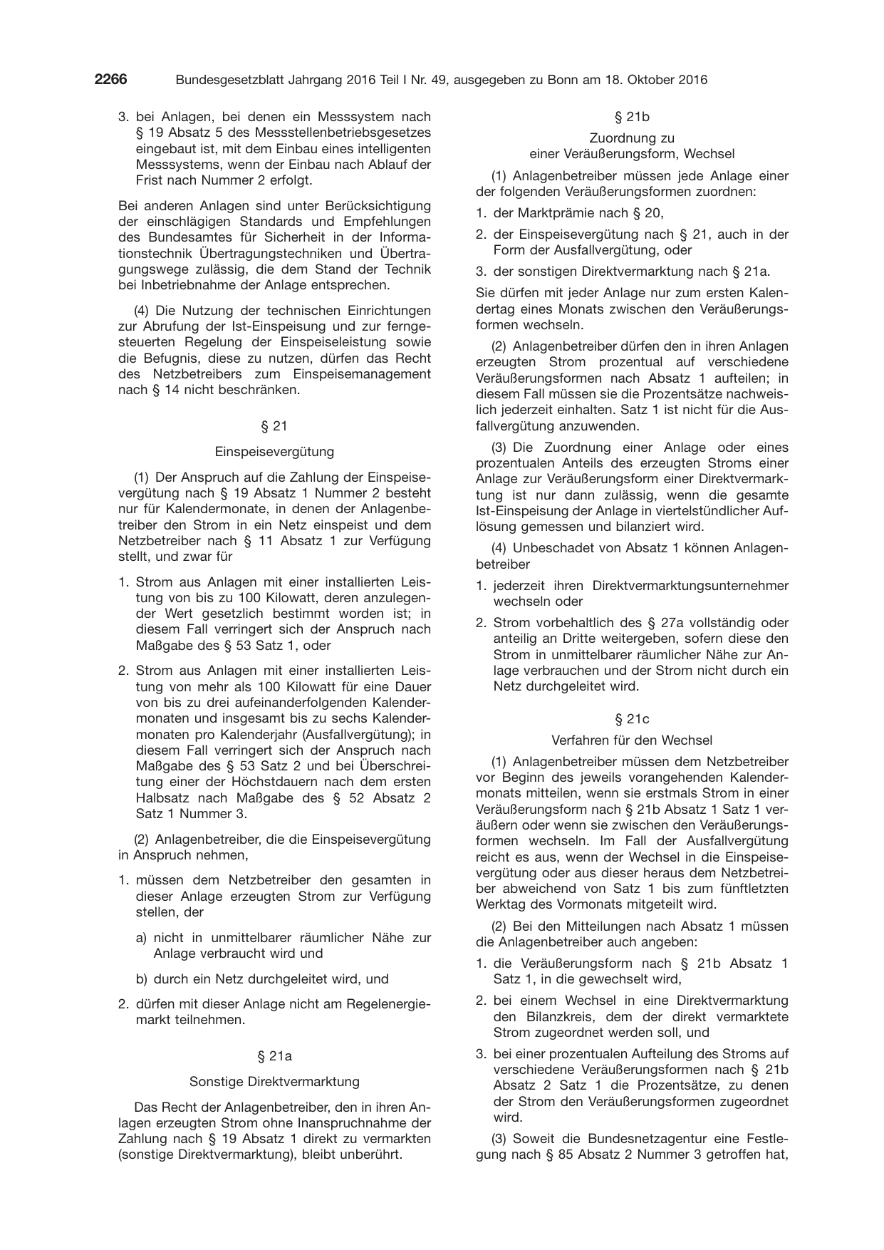BGBl. 2016, Seite 2266 — Originalseite als Abbildung