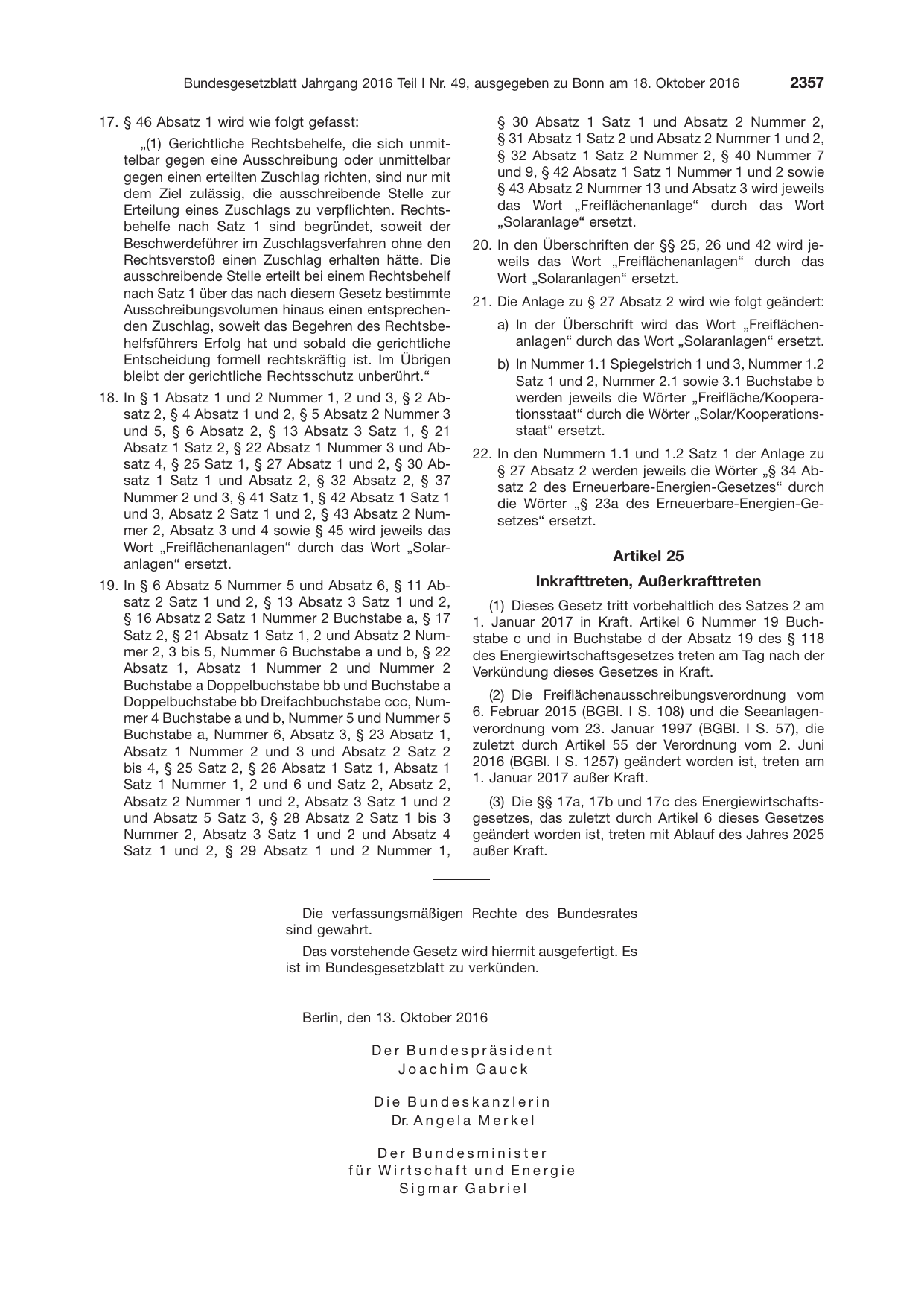 BGBl. 2016, Seite 2357 — Originalseite als Abbildung