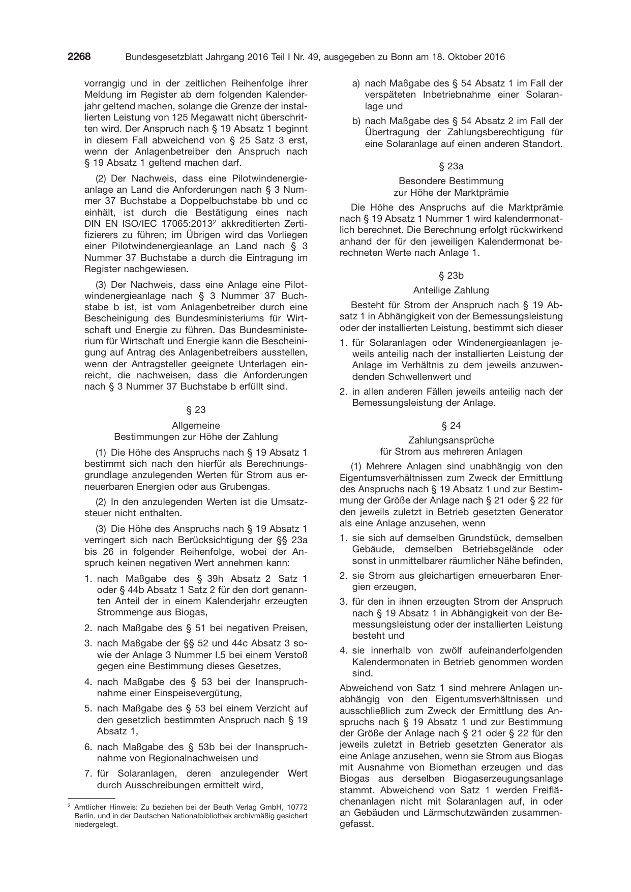 BGBl. 2016, Seite 2268 — Originalseite als Abbildung