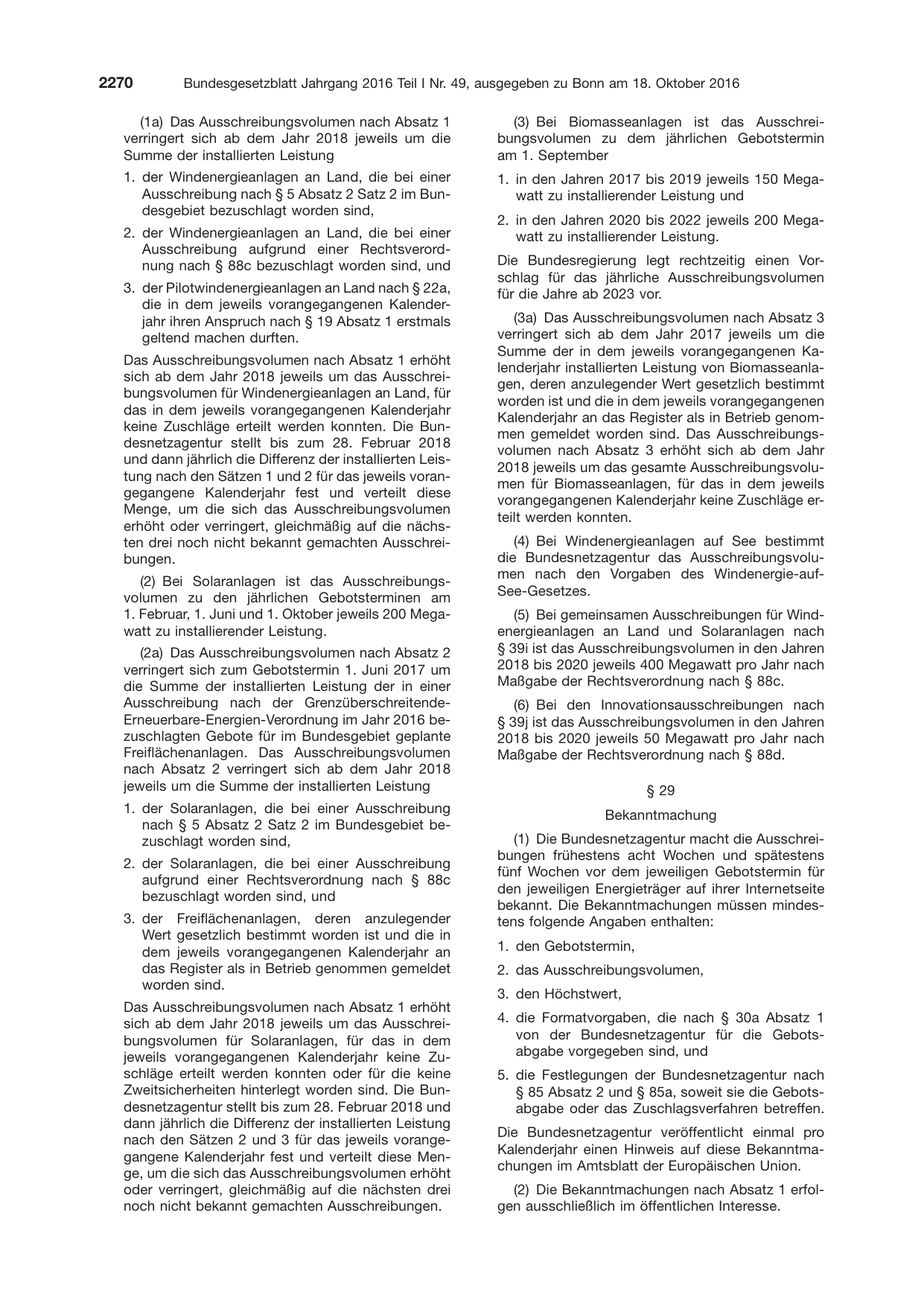 BGBl. 2016, Seite 2270 — Originalseite als Abbildung