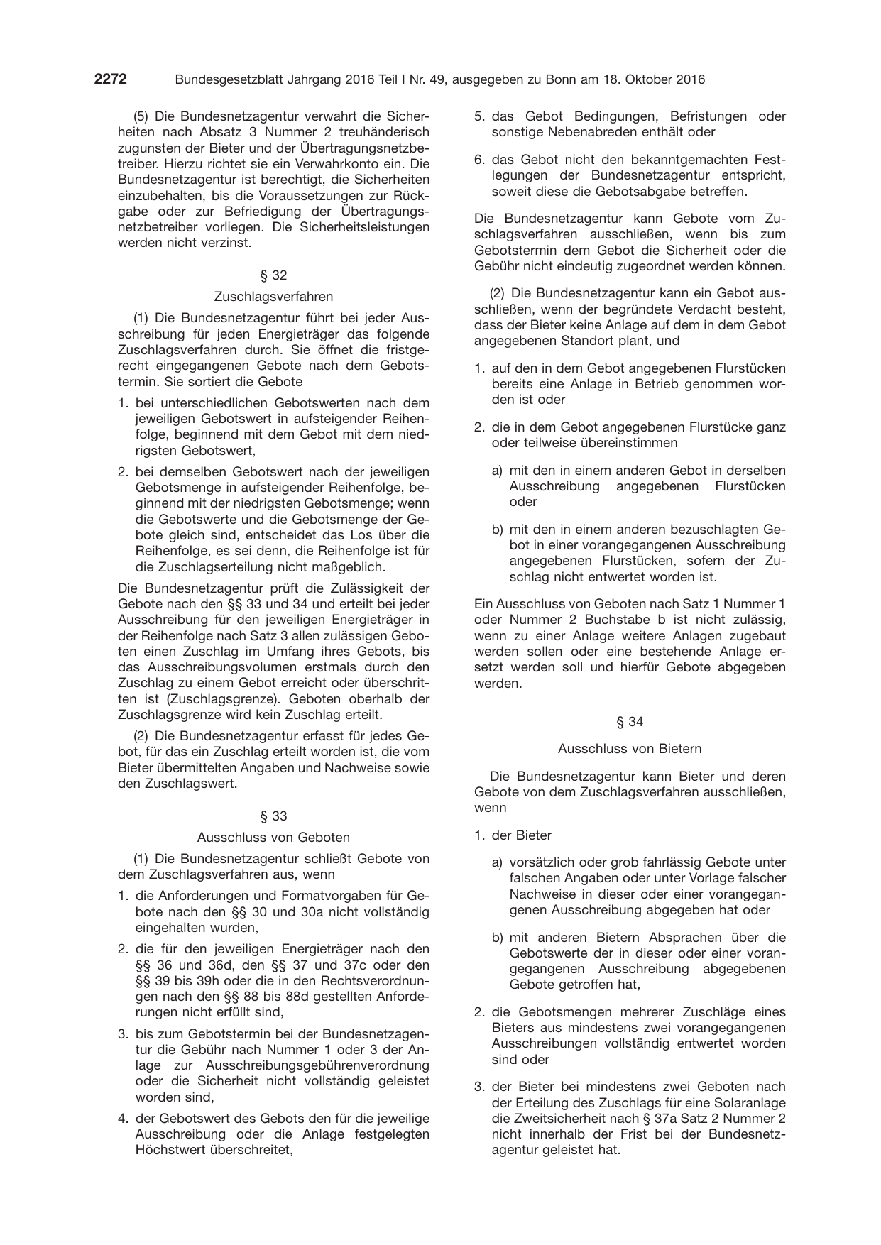 BGBl. 2016, Seite 2272 — Originalseite als Abbildung