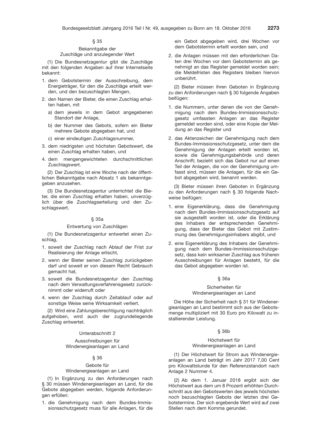 BGBl. 2016, Seite 2273 — Originalseite als Abbildung