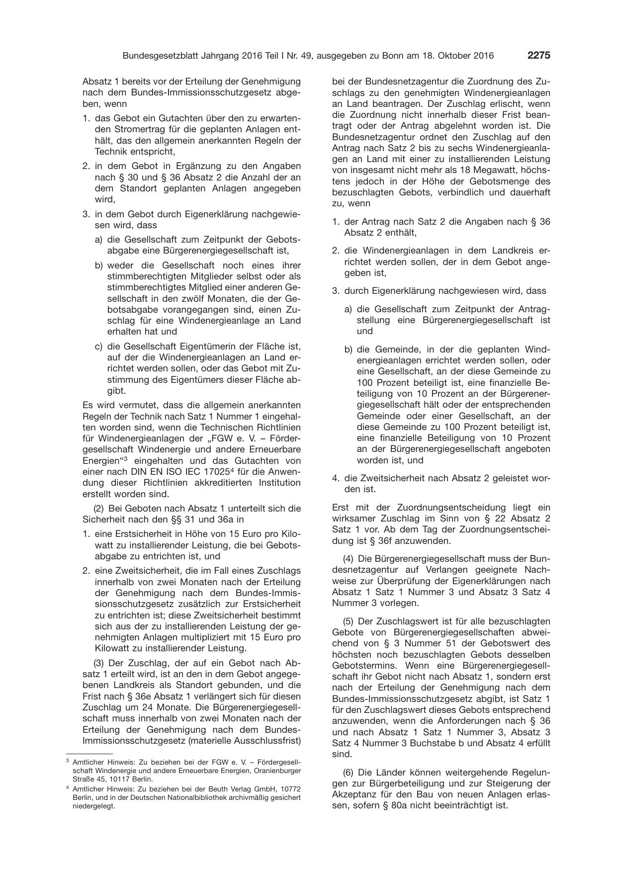 BGBl. 2016, Seite 2275 — Originalseite als Abbildung