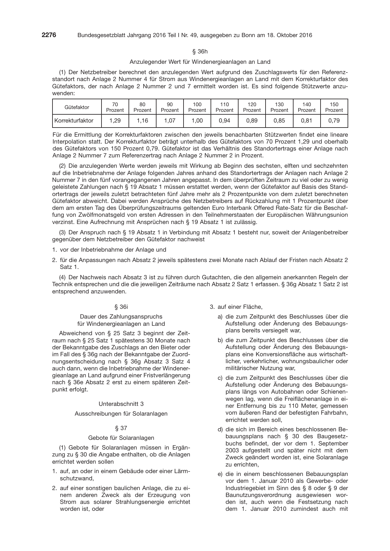 BGBl. 2016, Seite 2276 — Originalseite als Abbildung