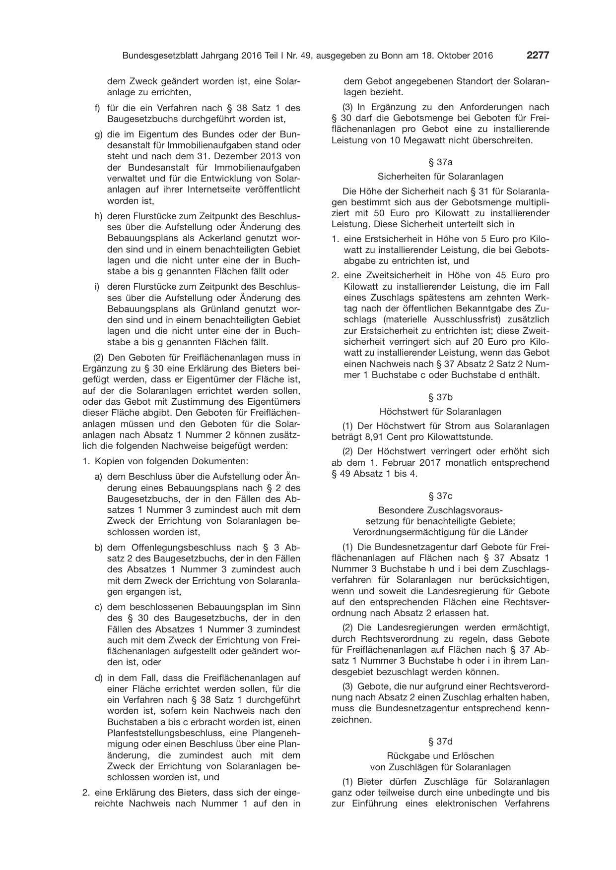 BGBl. 2016, Seite 2277 — Originalseite als Abbildung