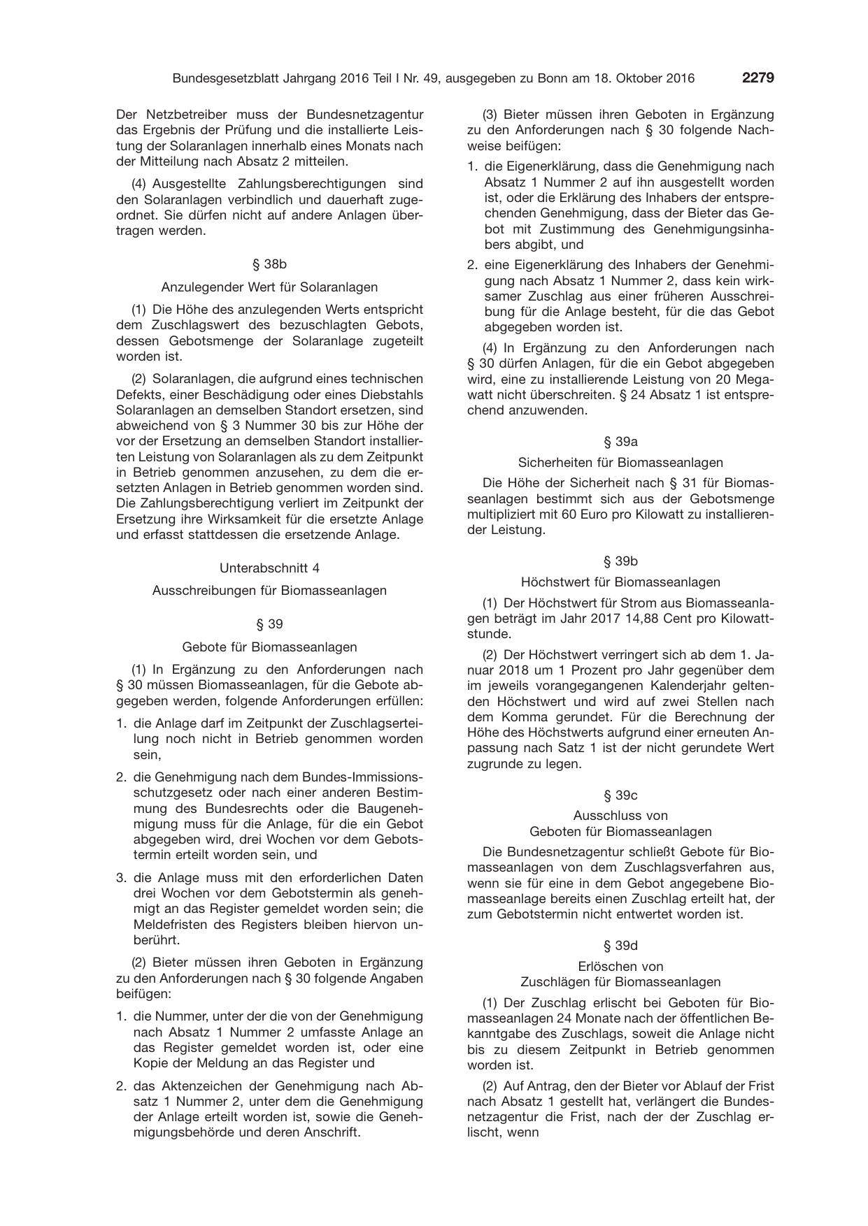 BGBl. 2016, Seite 2279 — Originalseite als Abbildung