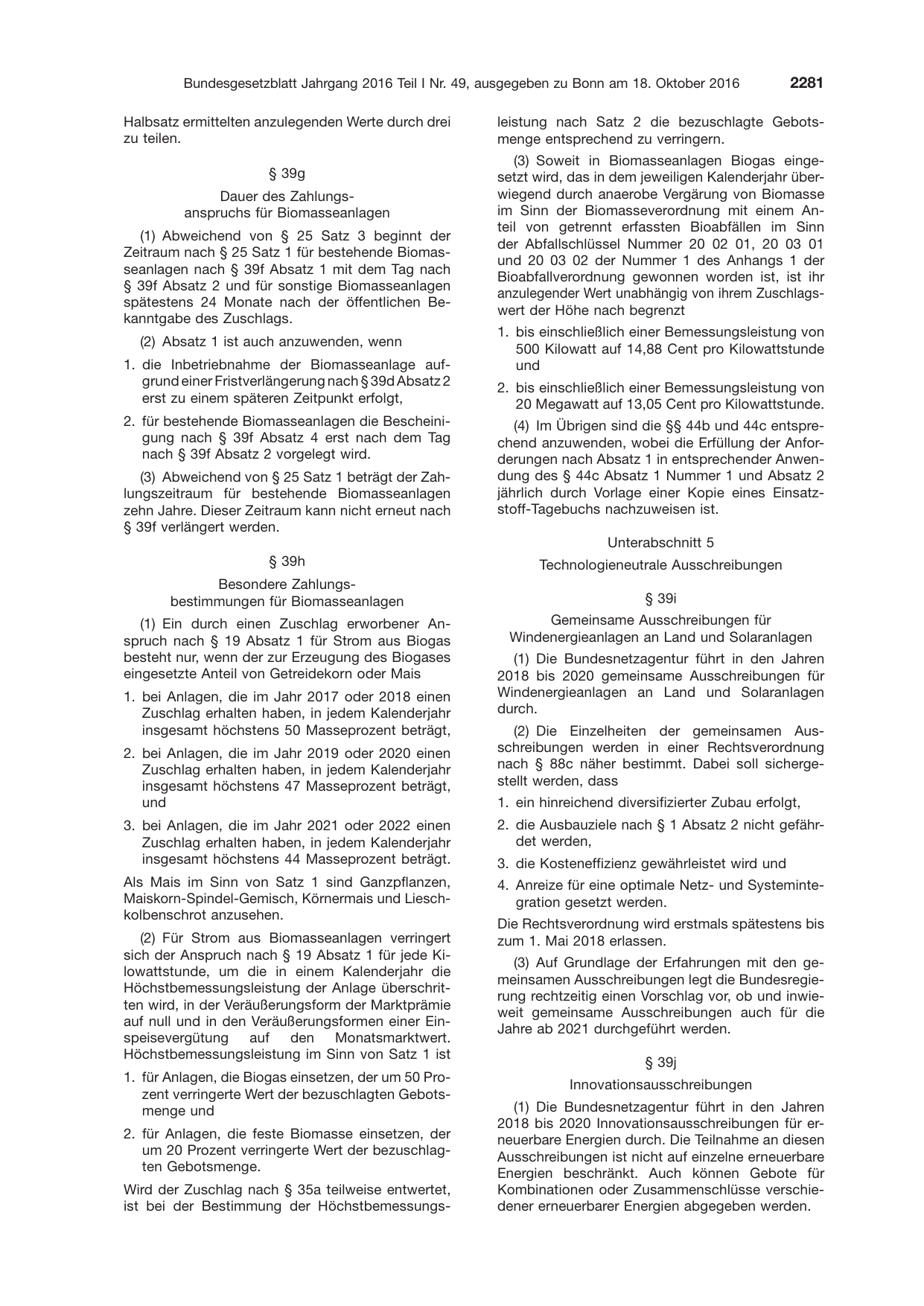BGBl. 2016, Seite 2281 — Originalseite als Abbildung