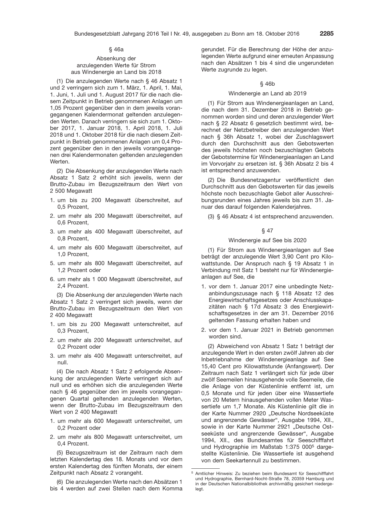 BGBl. 2016, Seite 2285 — Originalseite als Abbildung