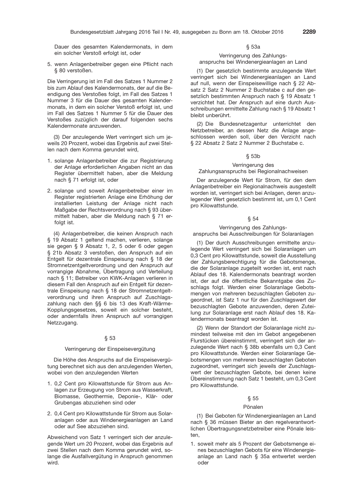 BGBl. 2016, Seite 2289 — Originalseite als Abbildung